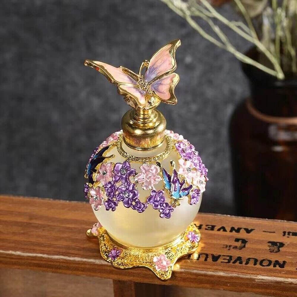 25ml Vintage Purple Butterfly Perfume Bottle Lady Essential Reusable Oil Bottle