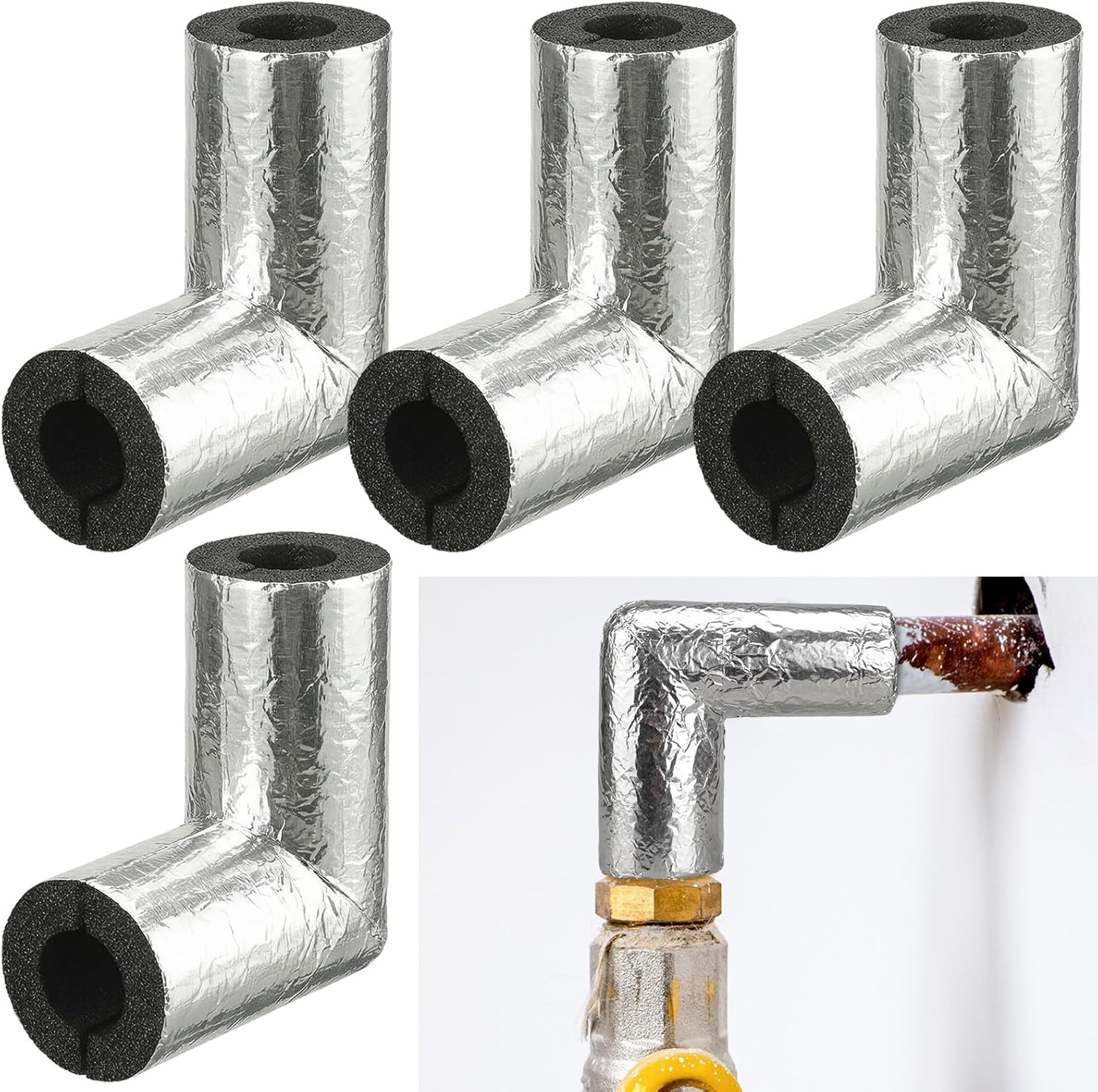 4 Pack 1 Inch Pipe Insulation Foam Tube Elbow Insulation Tubing Elbows Water Fre