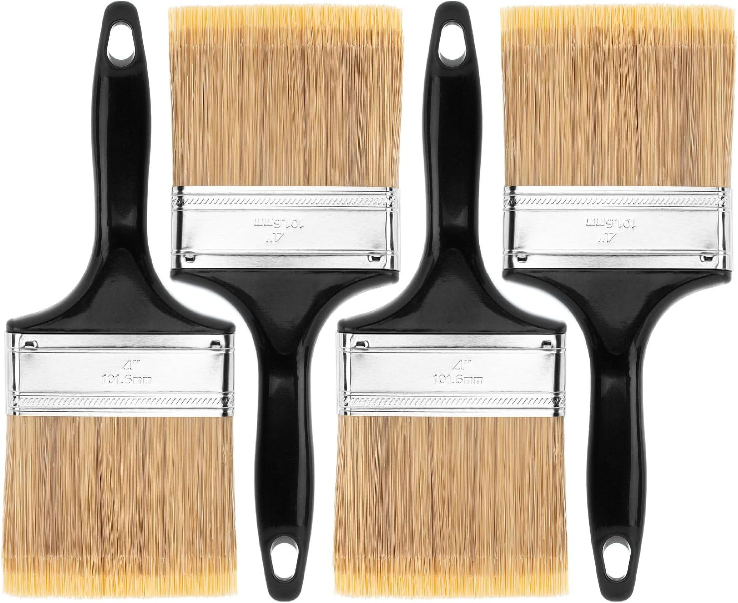 4 Pack 4 Inch Flat Paint Brushes for Walls Furniture Wood Large Painting Set Pro