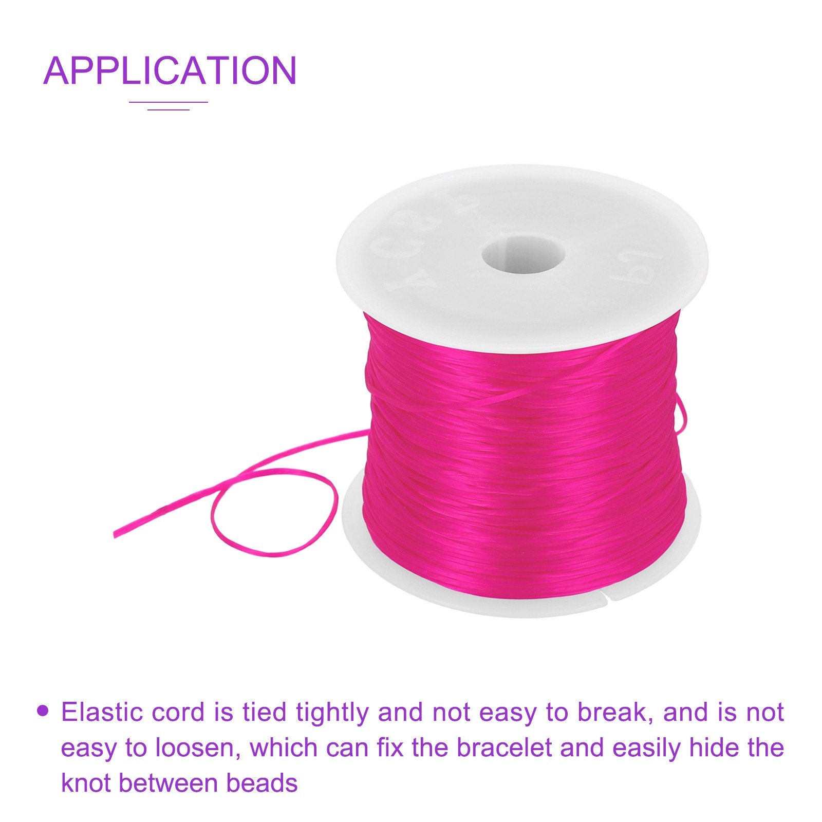 2 Rolls Elastic String for Bracelets, 1mm Stretch Bead Cord Rose Red, 100m