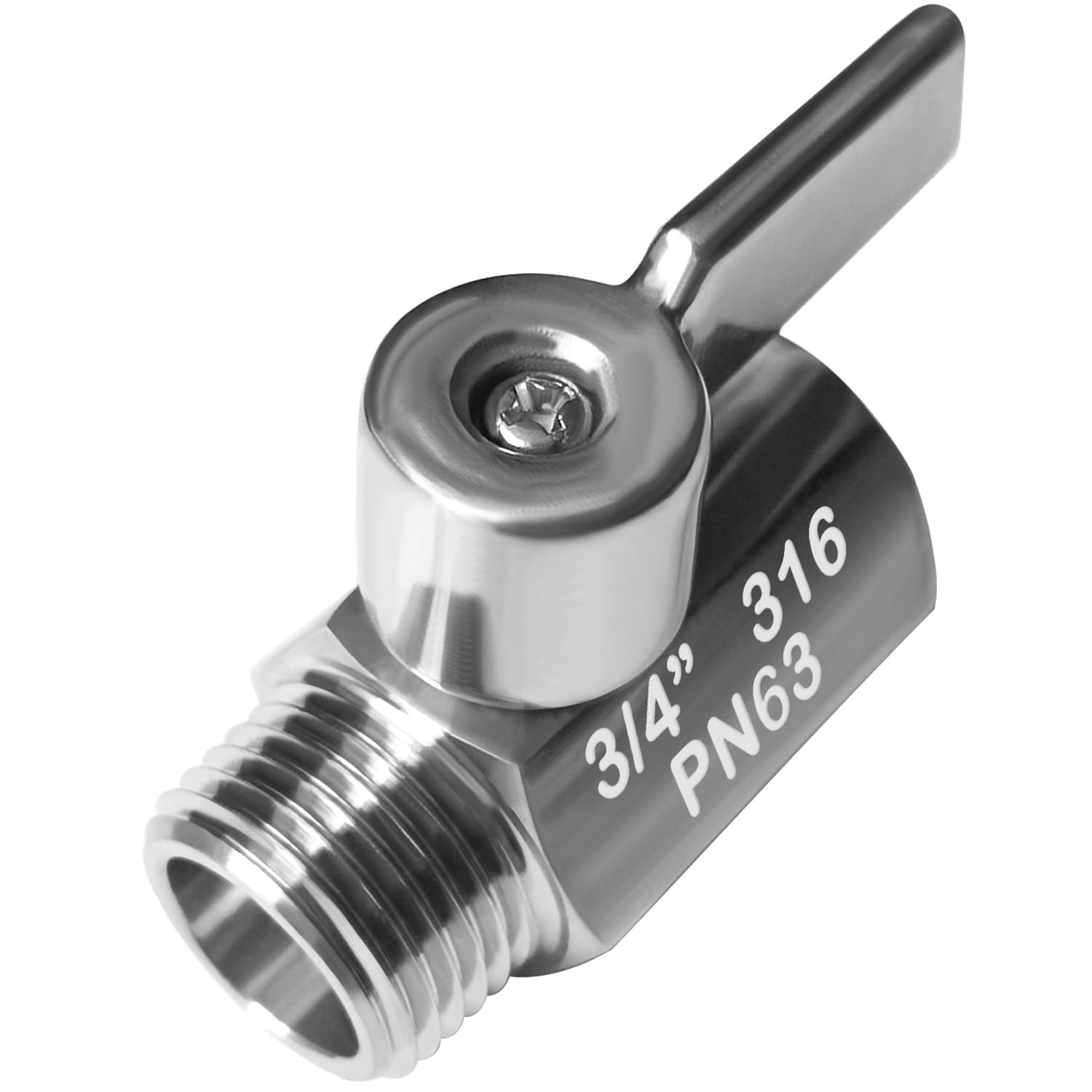316 Stainless Steel Mini Ball Valve 3/4" NPT Male x Female Shut Off Valve
