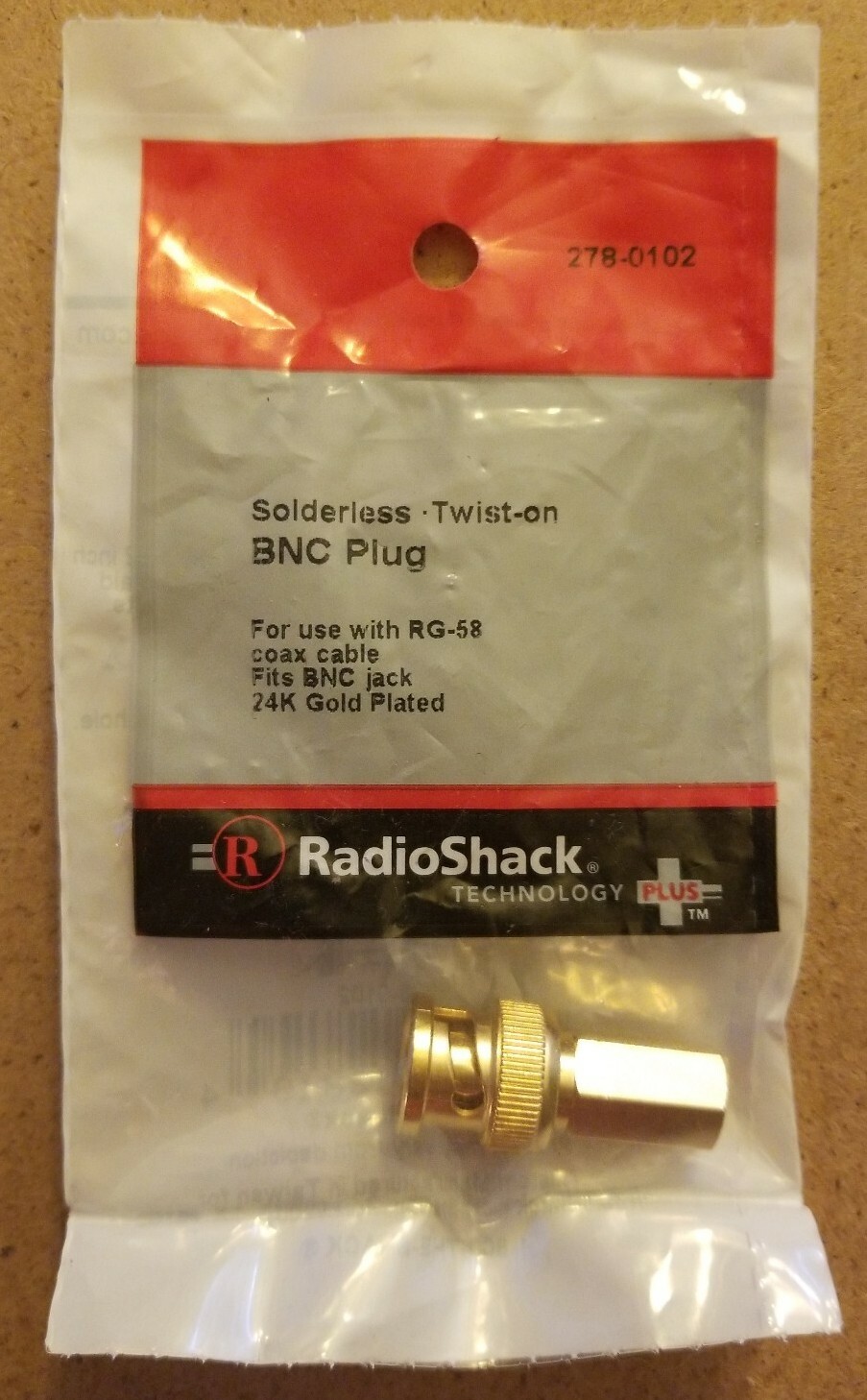 NOS RadioShack Solderless Gold Plated BNC Plug 278-0102 2780102 *FREE SHIP*