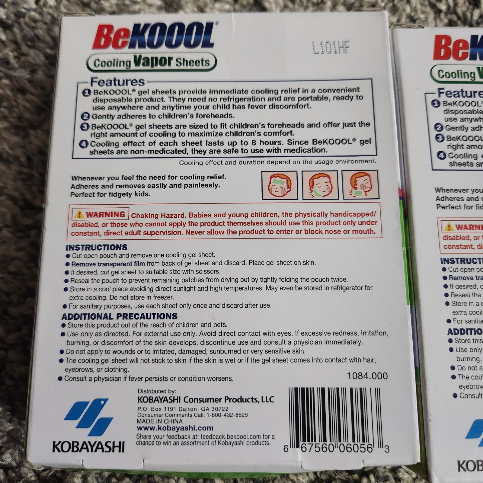 2 Boxes Be Koool Cooling Vapor Sheets Immediate Fever Relief