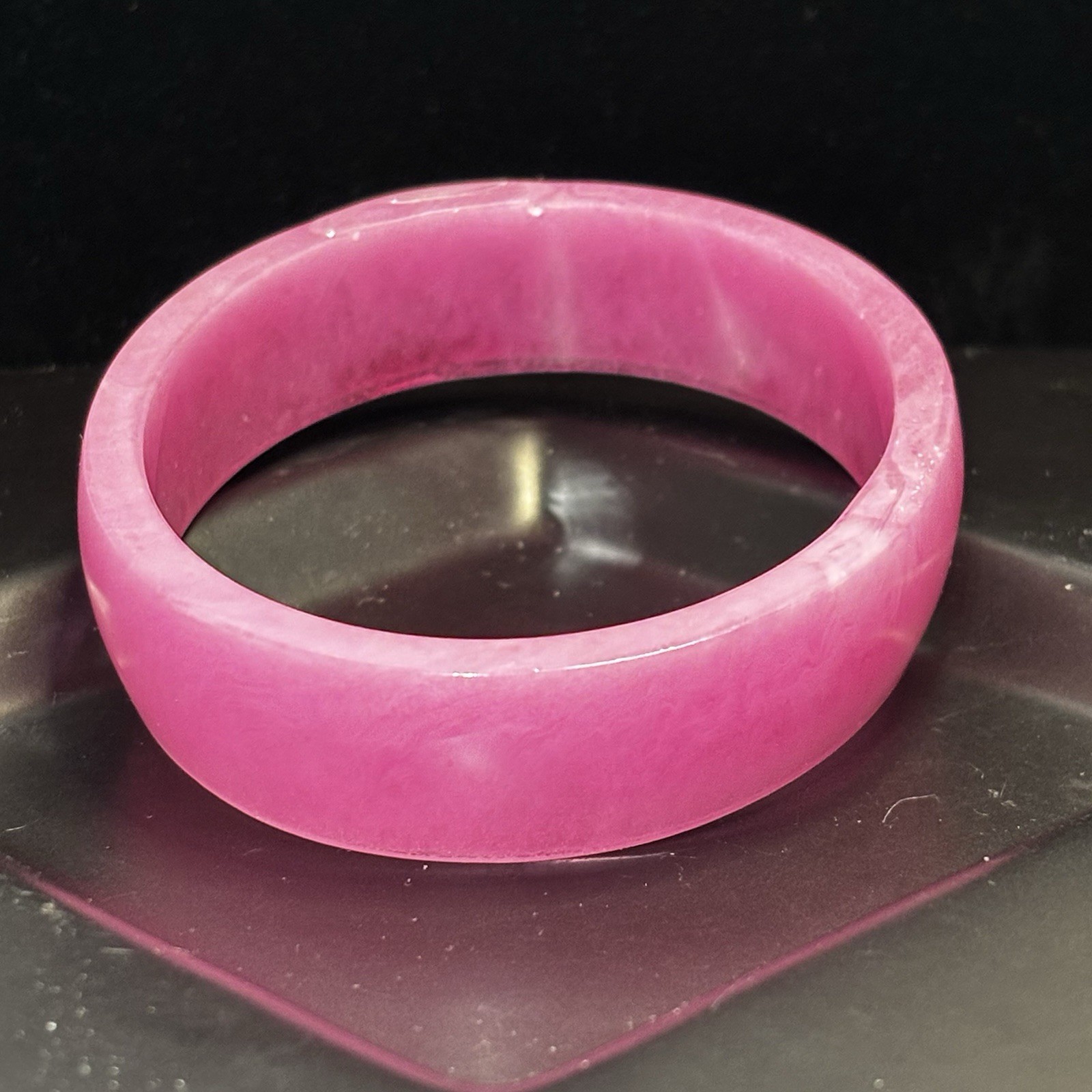 Resin Oval Pink Bangle, Artisan With Slight Imperfections