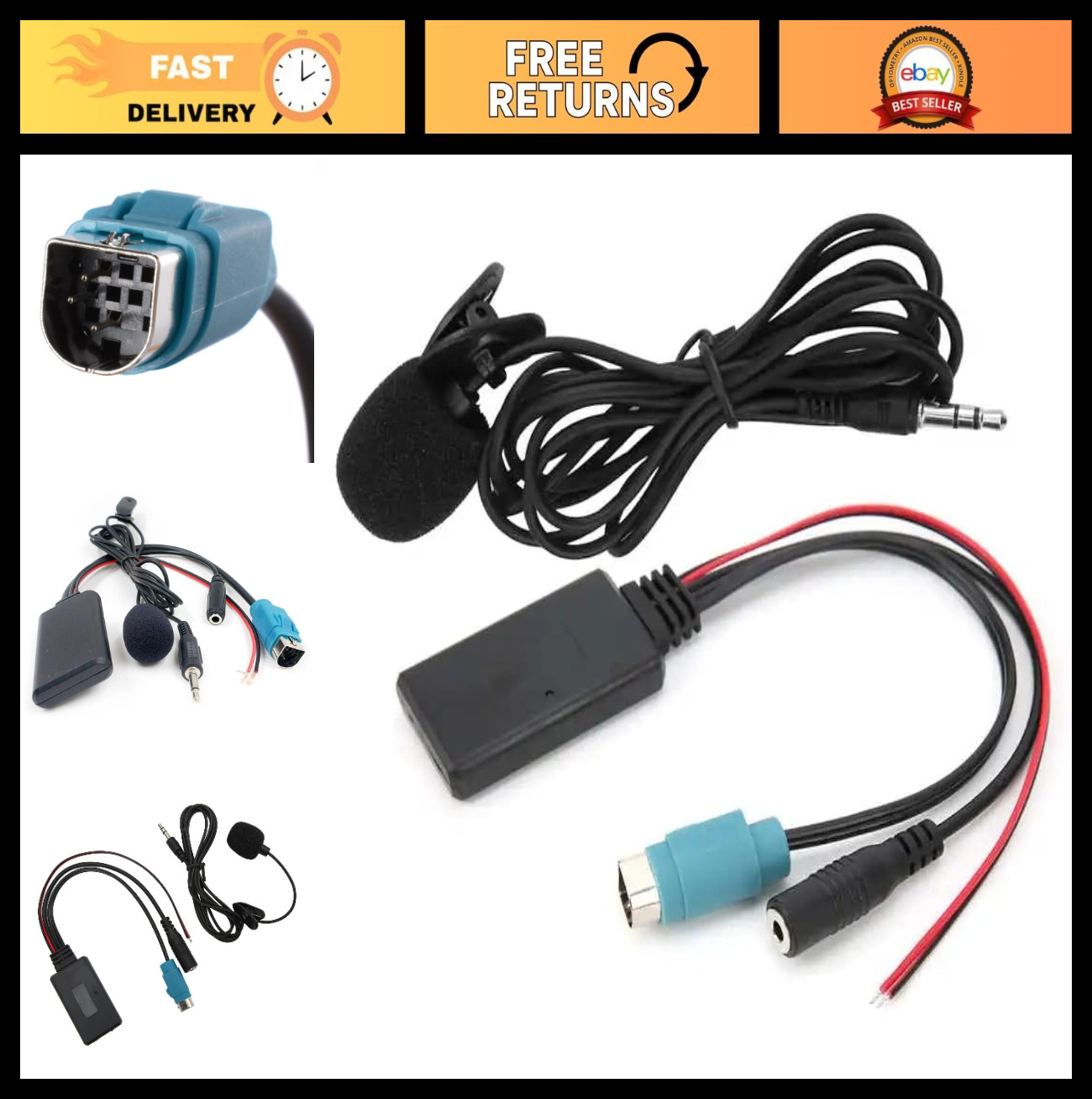 Bluetooth AUX-in Audio Adapter for Alpine Car Stereo, KCE-236B, 9870, 9872