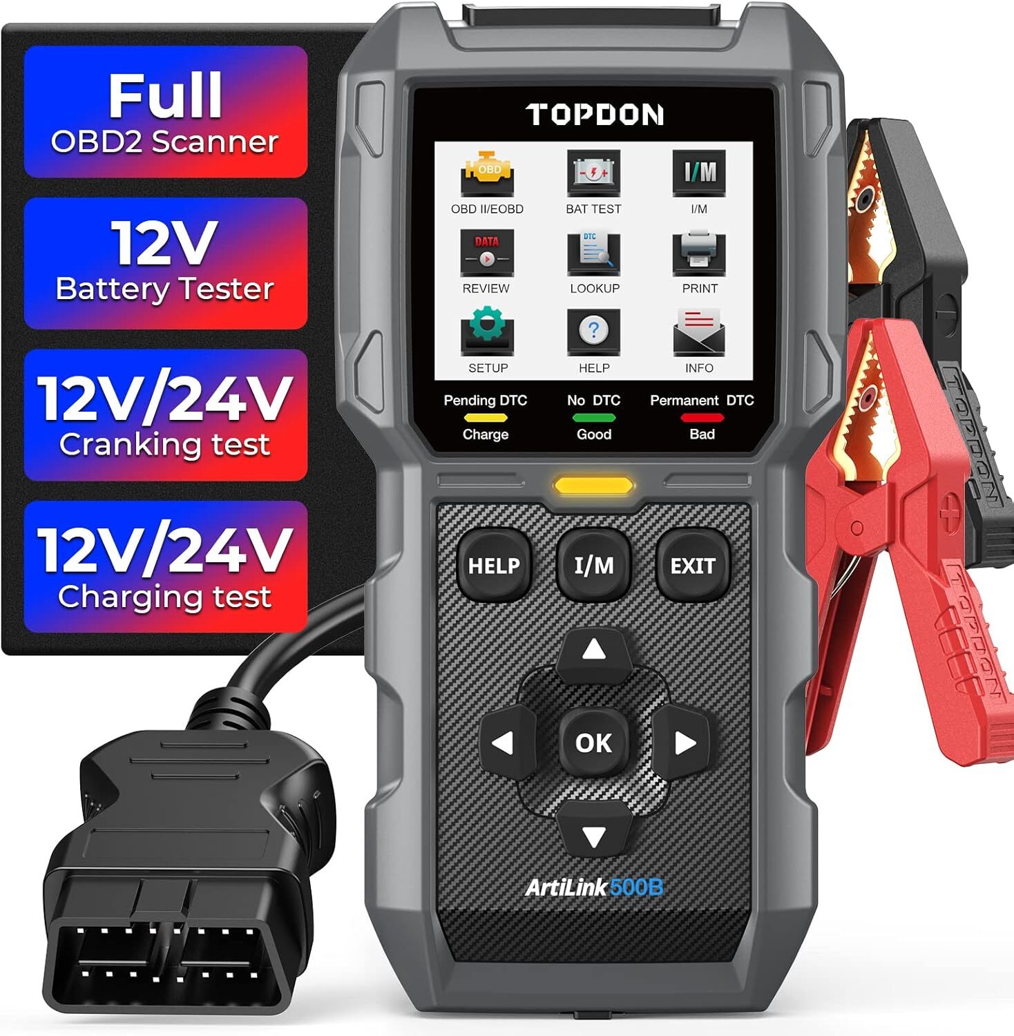 TOPDON AL500B Car Code Reader Diagnostic Tool OBD2 Scanner & Auto Battery Tester
