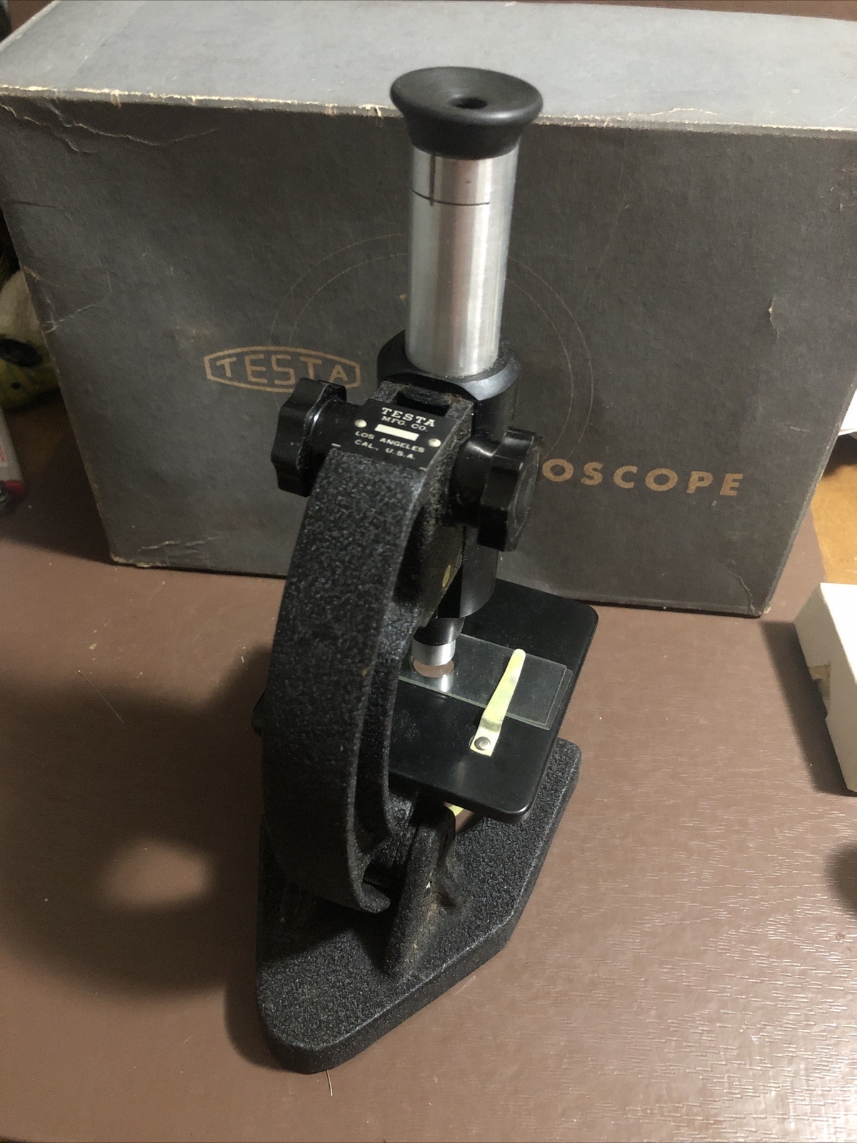 Stunning Antique Testa Microscope With All The Accessories In Original Box