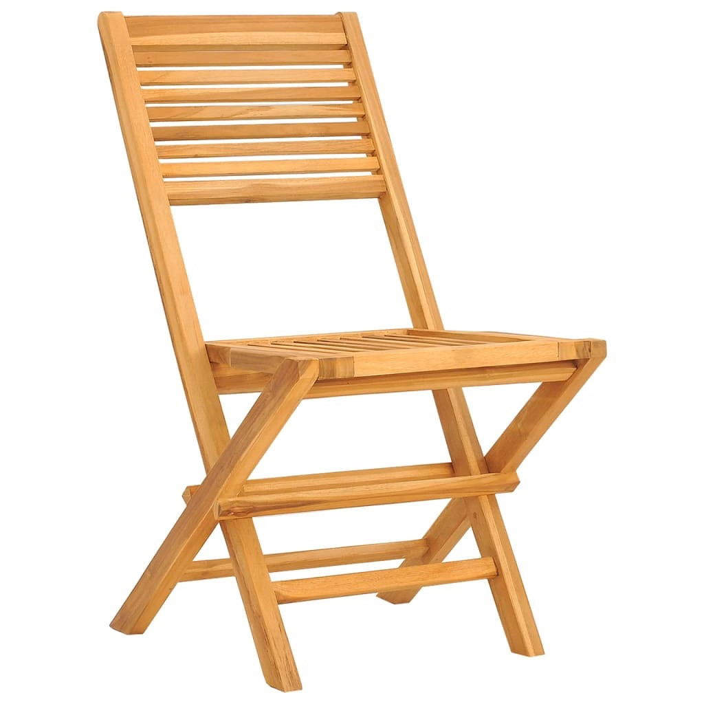Folding Garden Chair Set of 2 Natural Wood Solid Teak Wood Medium