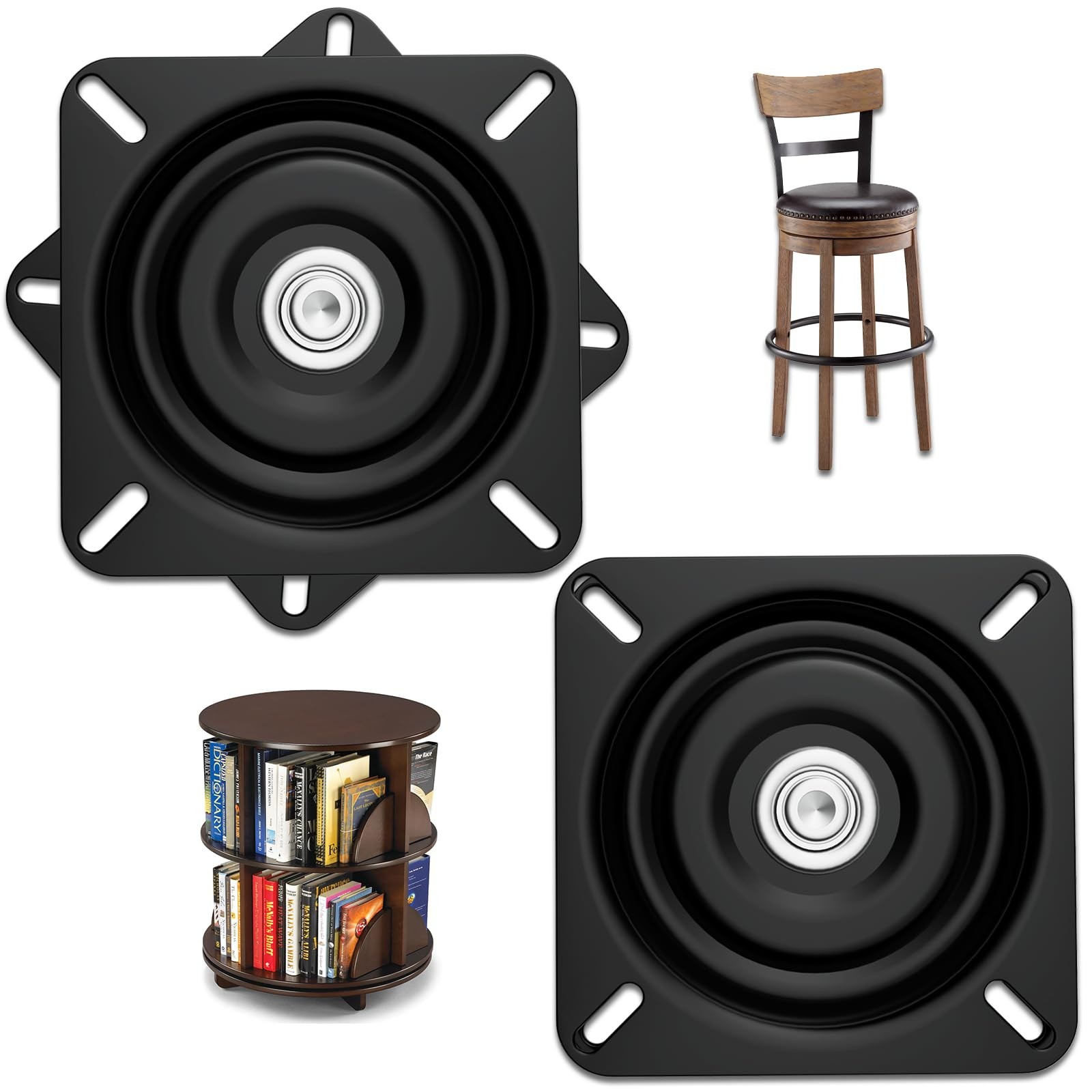 2 PCS 6 Inch HeavyDuty Square Bar Stool Rotating Plate Replacement 360 Base