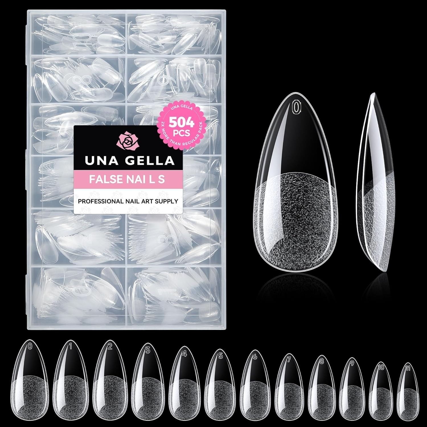 Almond Gel Nail Tips 504PCS, Medium Clear Full Cover Soft Press On