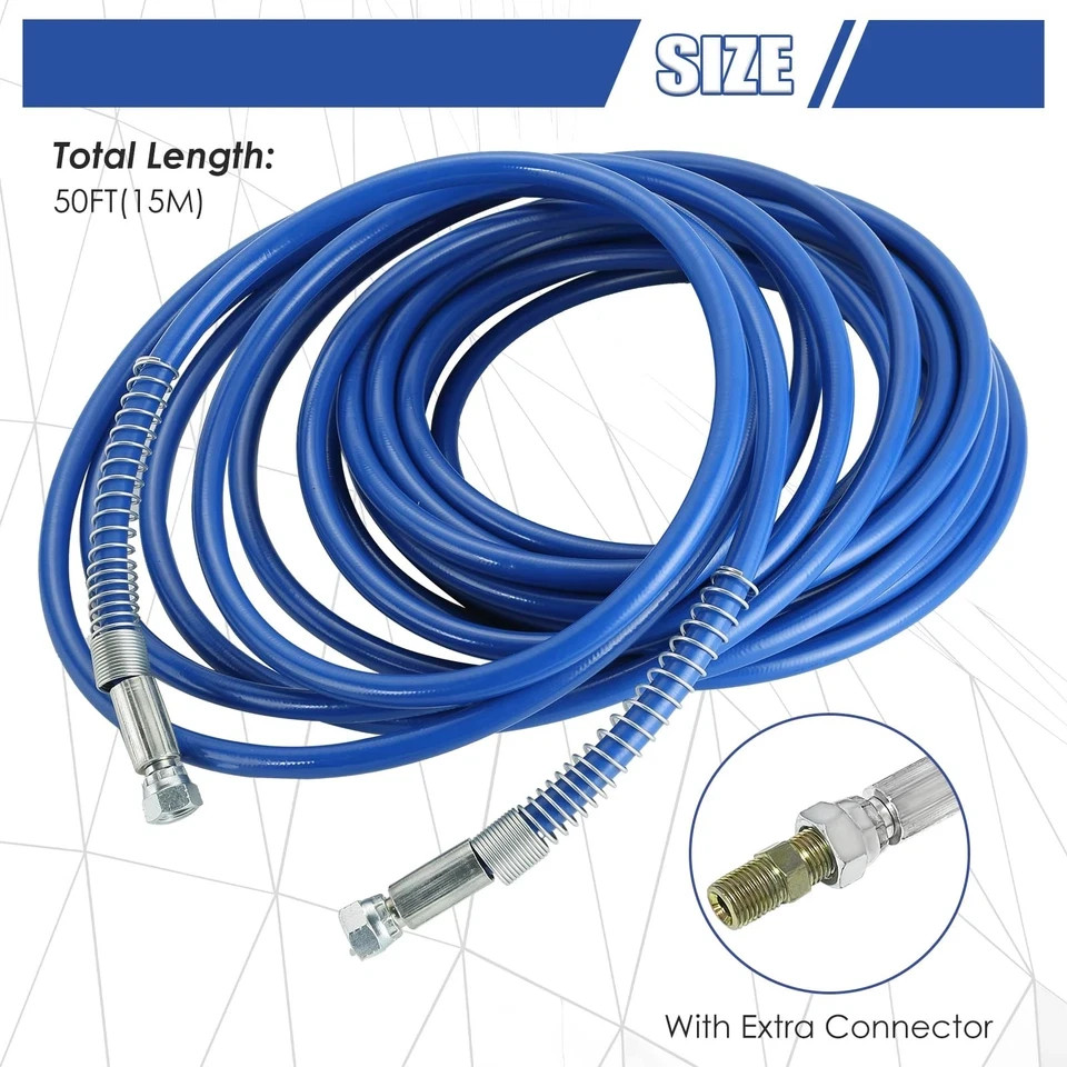 50Ft Upgraded Airless Paint Hose for Graco Sprayers, Reinforced Brass Wire Braid