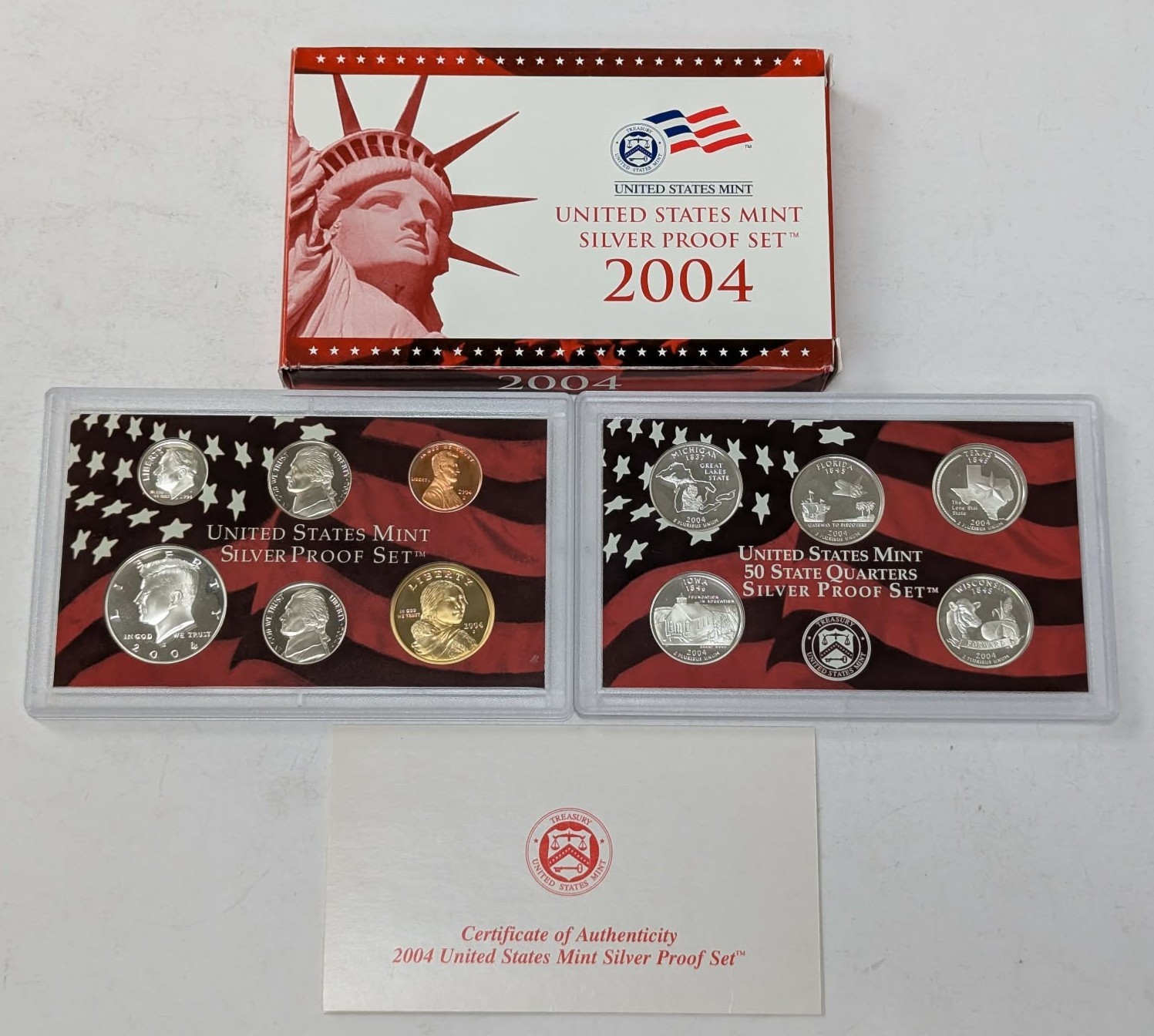 2004 S US Mint Silver Proof Set 11 Coins With OGP & COA