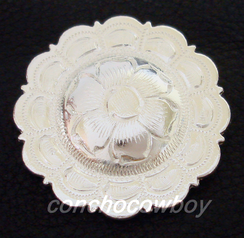 Set of 6 WESTERN HEADSTALL SADDLE BRIGHT SILVER FLOWER CONCHOS 3/4" screw back