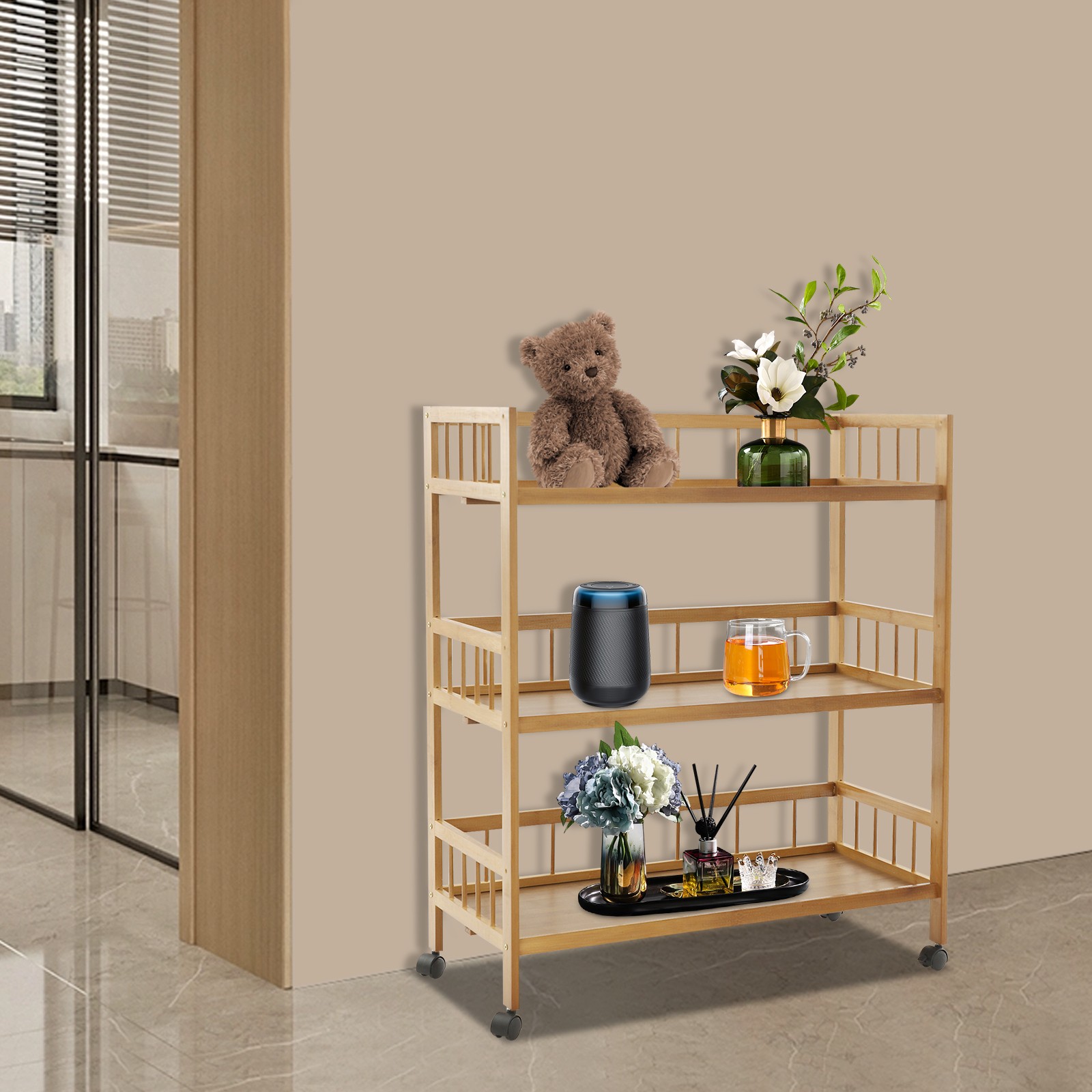 Serving Storage Cart, 3 Tier Storage Cart With Universal Wheels For Living Room