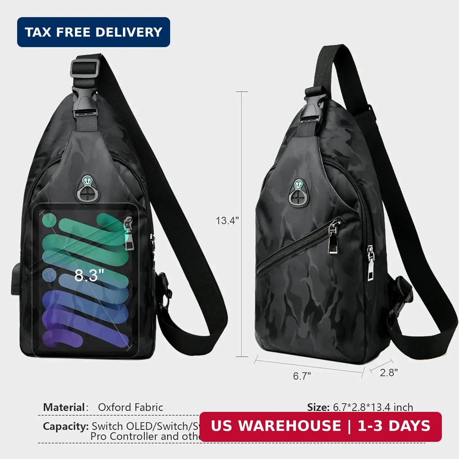 Sling Crossbody Backpack for Nintendo Switch/2/Lite/OLED, Portable Waterproof Sh