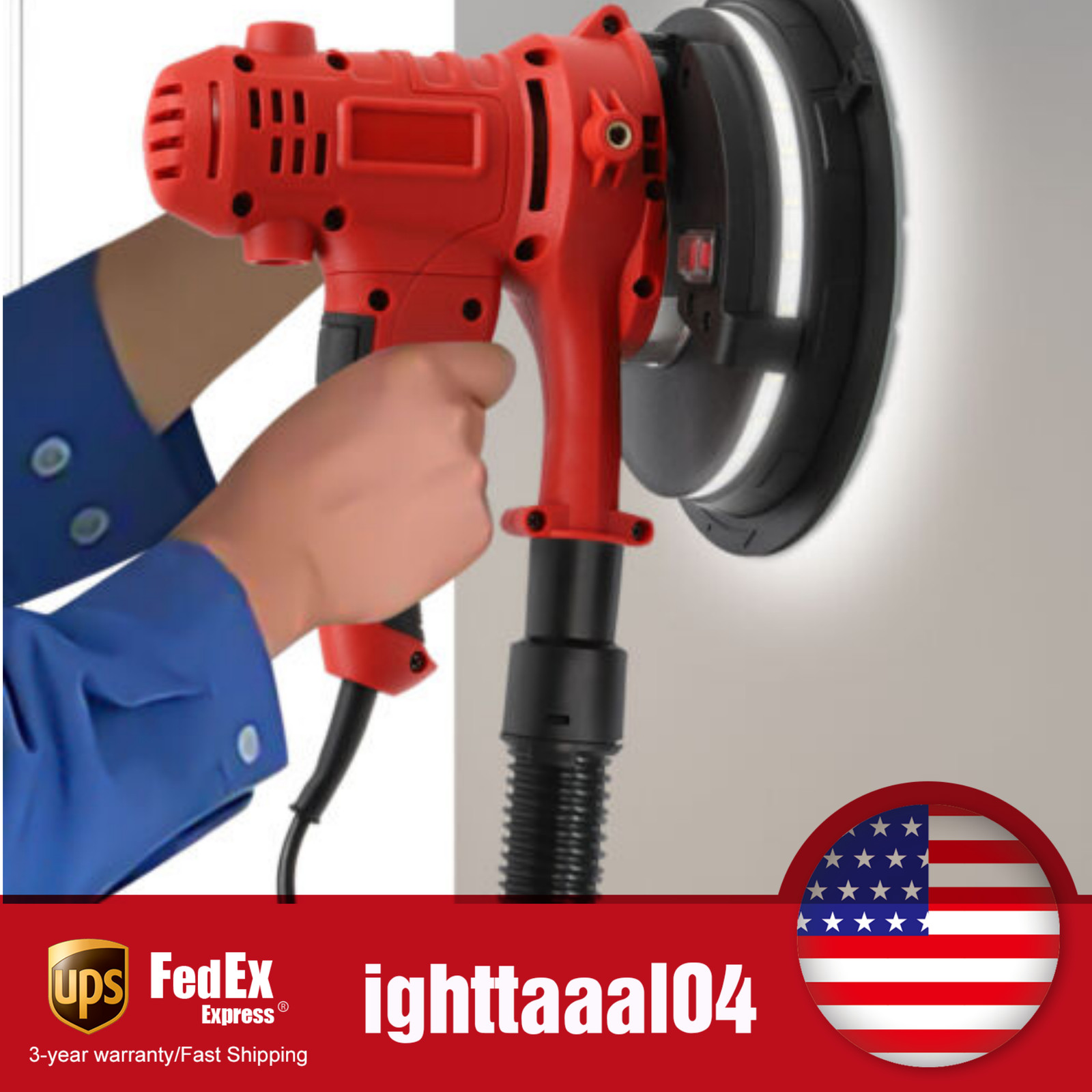 1200W Electric Drywall Sander 7in Variable Speed with LED Light Strip