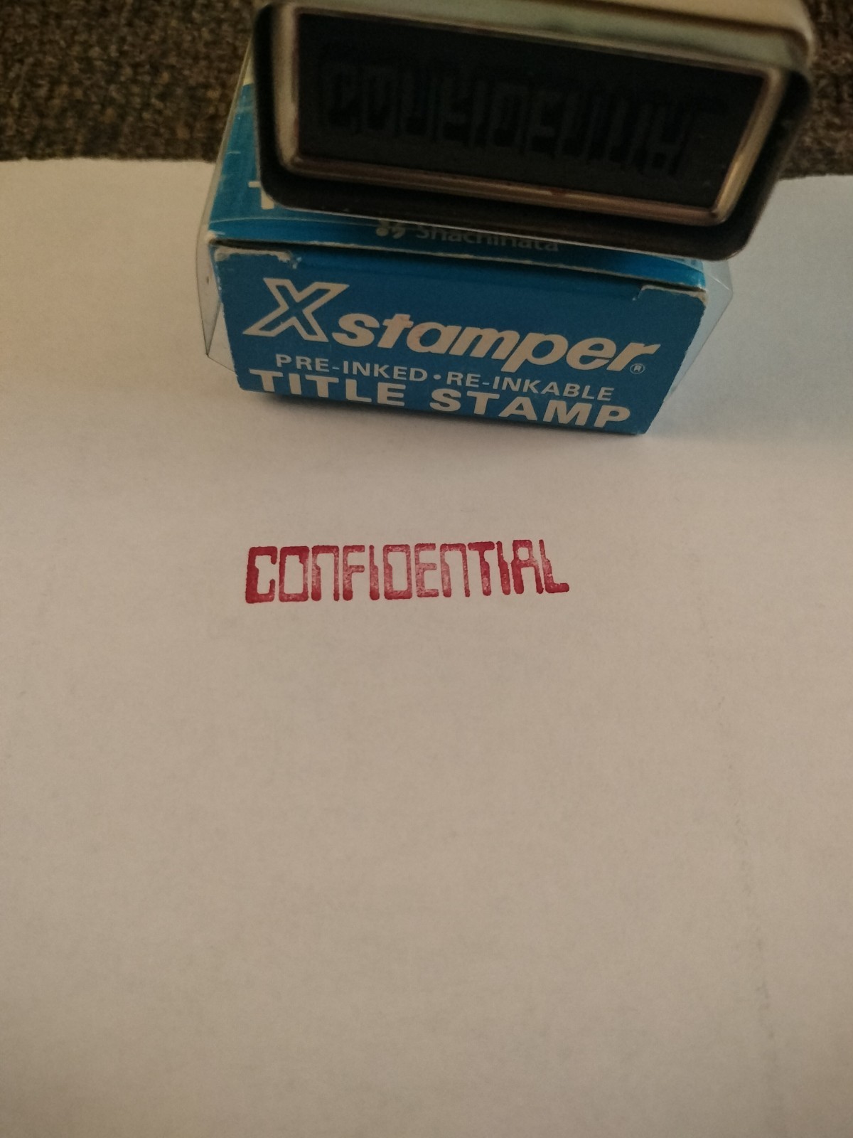 Vintage Shachihata Xstamper Confidential Pre-Inked Re-Inkable Stamp
