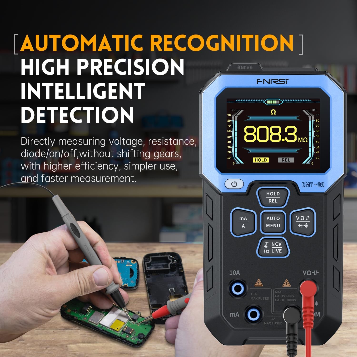 Digital Multimeter DMT 99 Rechargeable TRMS Volt Meter 9999 Counts Auto