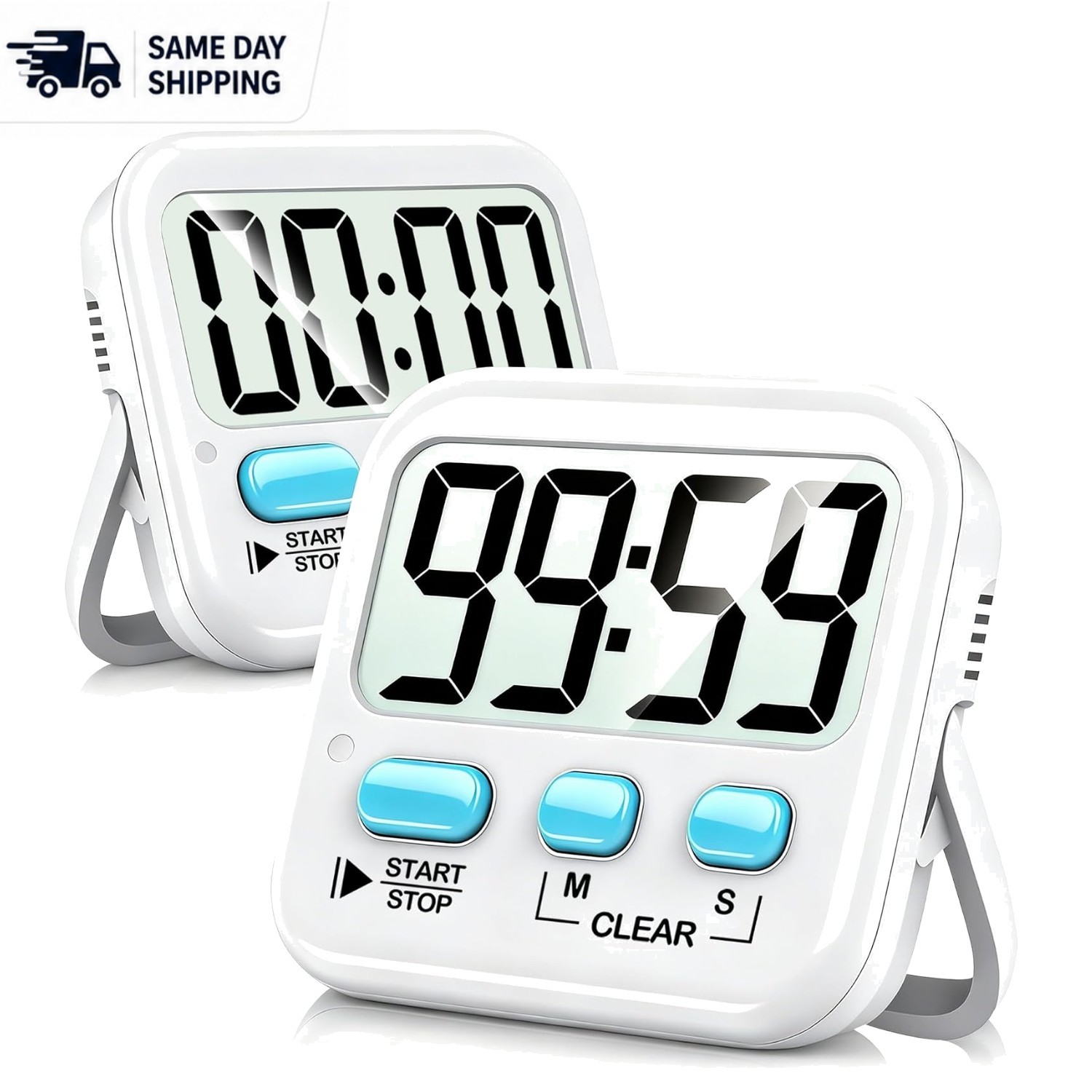 2-Pack Digital Timers for Kids & Kitchen | Loud/Silent Mode for Easy Use