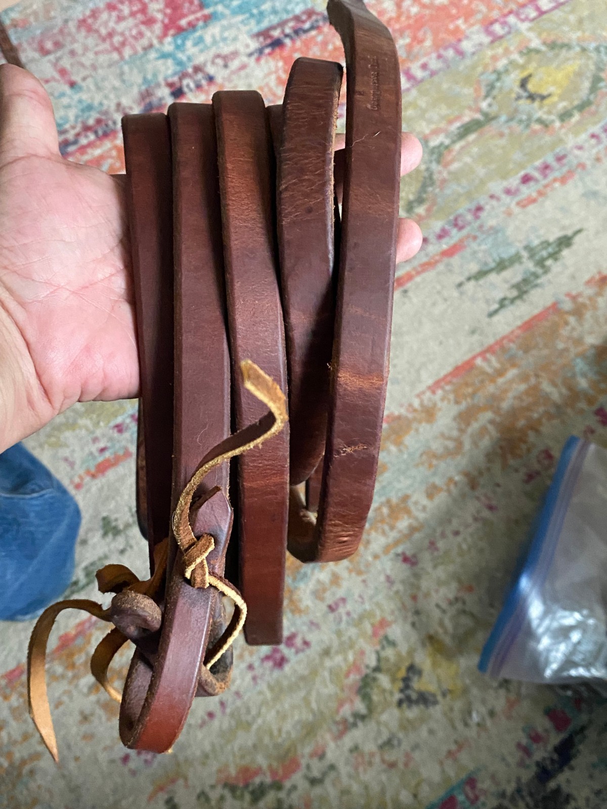 Cowperson Tack used western leather split reins 8ft long FREE SHIPPING