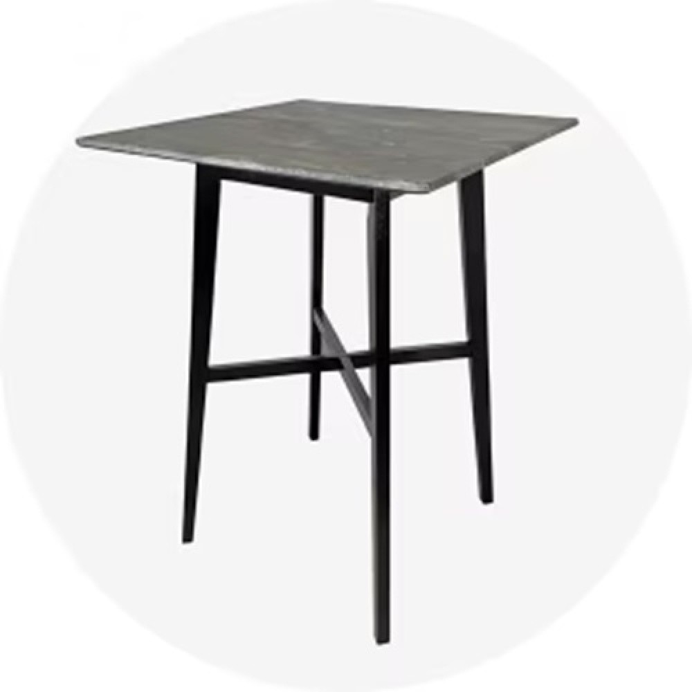 Dining Table Rubberwood Legs Marble Finish High-Pressure Laminate Surface