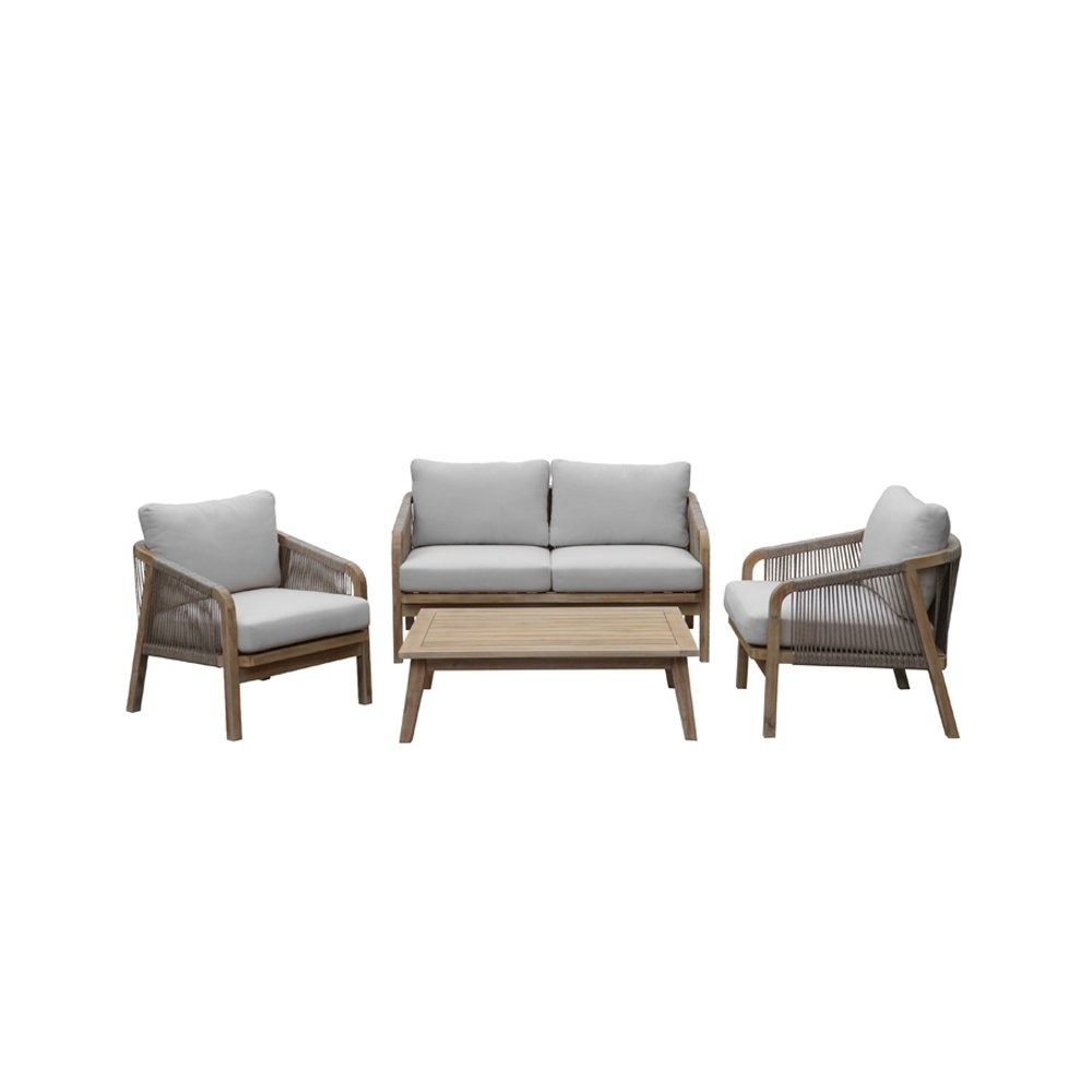 Lola 4 Piece Sofa Set Beige In Acacia