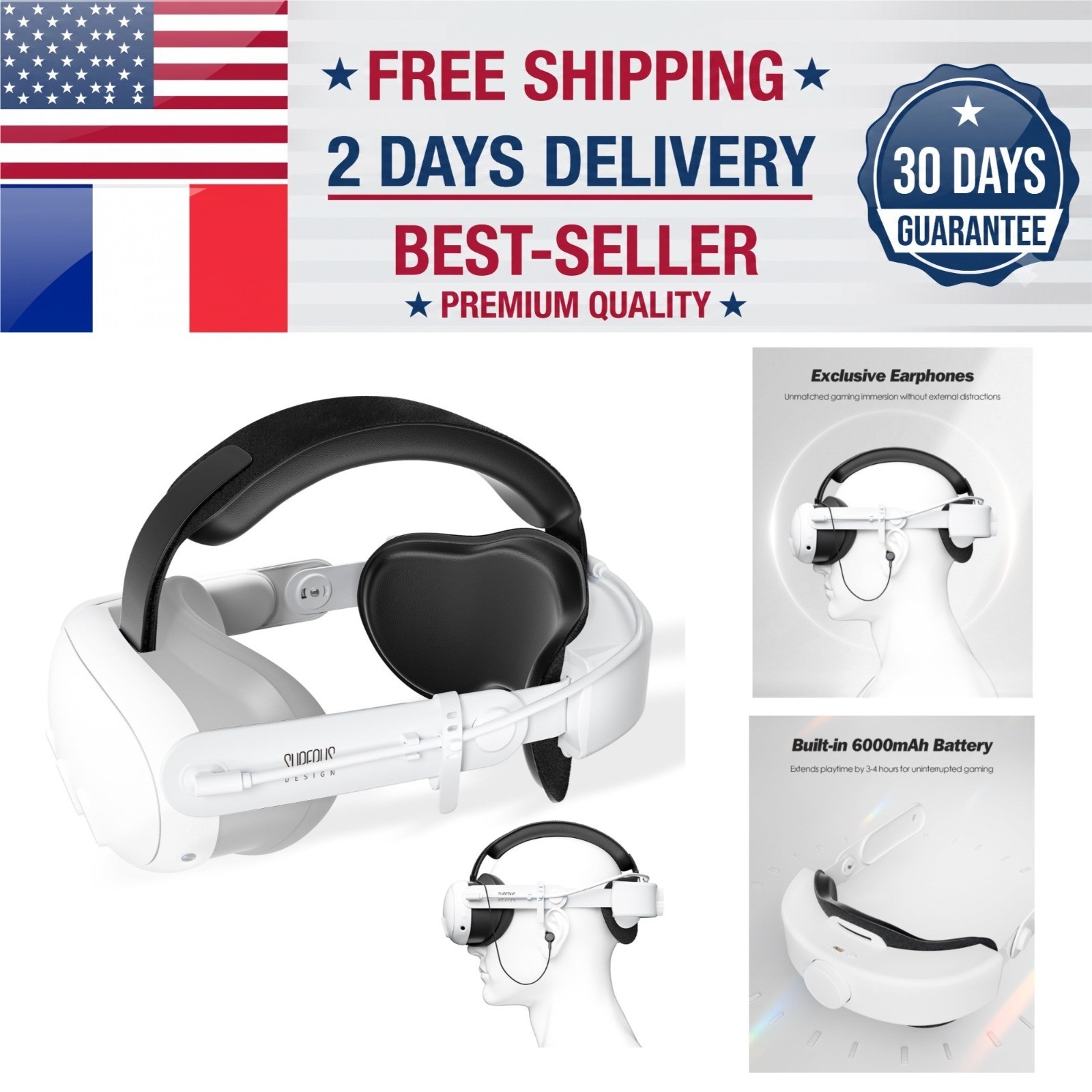 SUPERUS Battery Head Strap for Meta Quest 3S/Quest 3 - Enhanced Comfort &