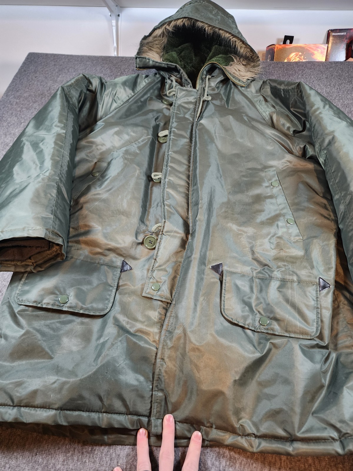 VTG US Military 76' Extreme Cold Weather Fur Snorkel Parka Type N-3B Green L USA