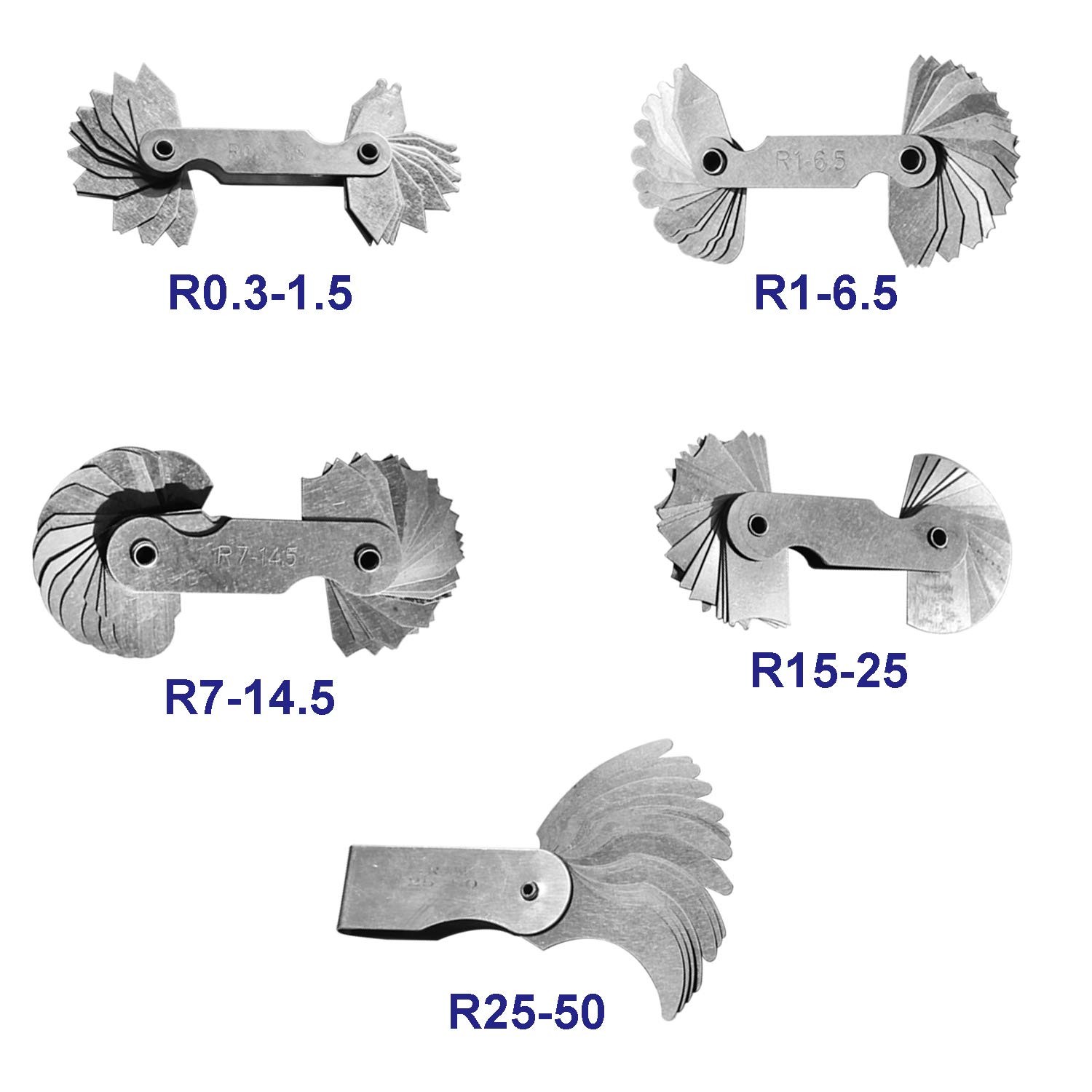 Stainless Steel Radius Gauge Set - Measure Concave/Convex Arcs 0.3-50mm