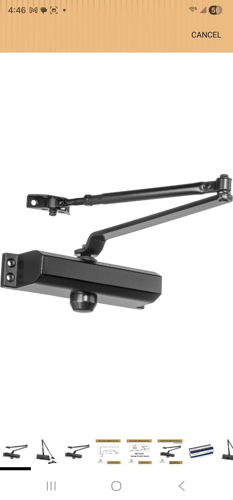 Dynasty Hardware Door Closer Adjustable Spring Size 3 Hydraulic Dark Bronze