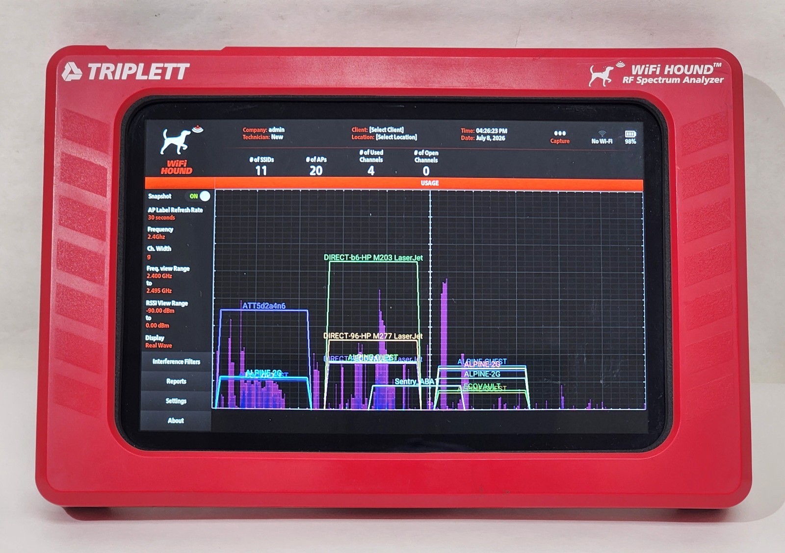 Triplett WFHound WiFi Hound RF Spectrum Analyzer