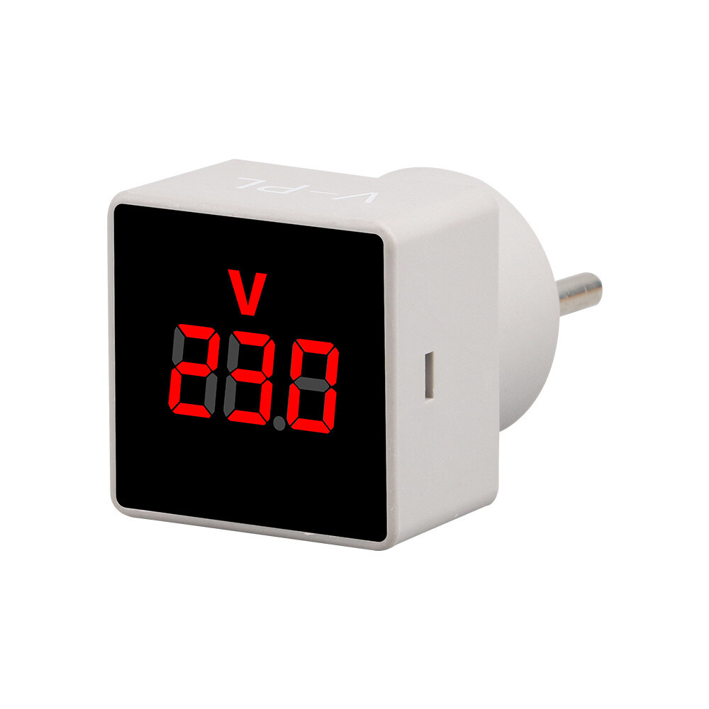 V-PL AC50-500V Square Voltmeter Mini Digital Voltmeter European Plug Socket