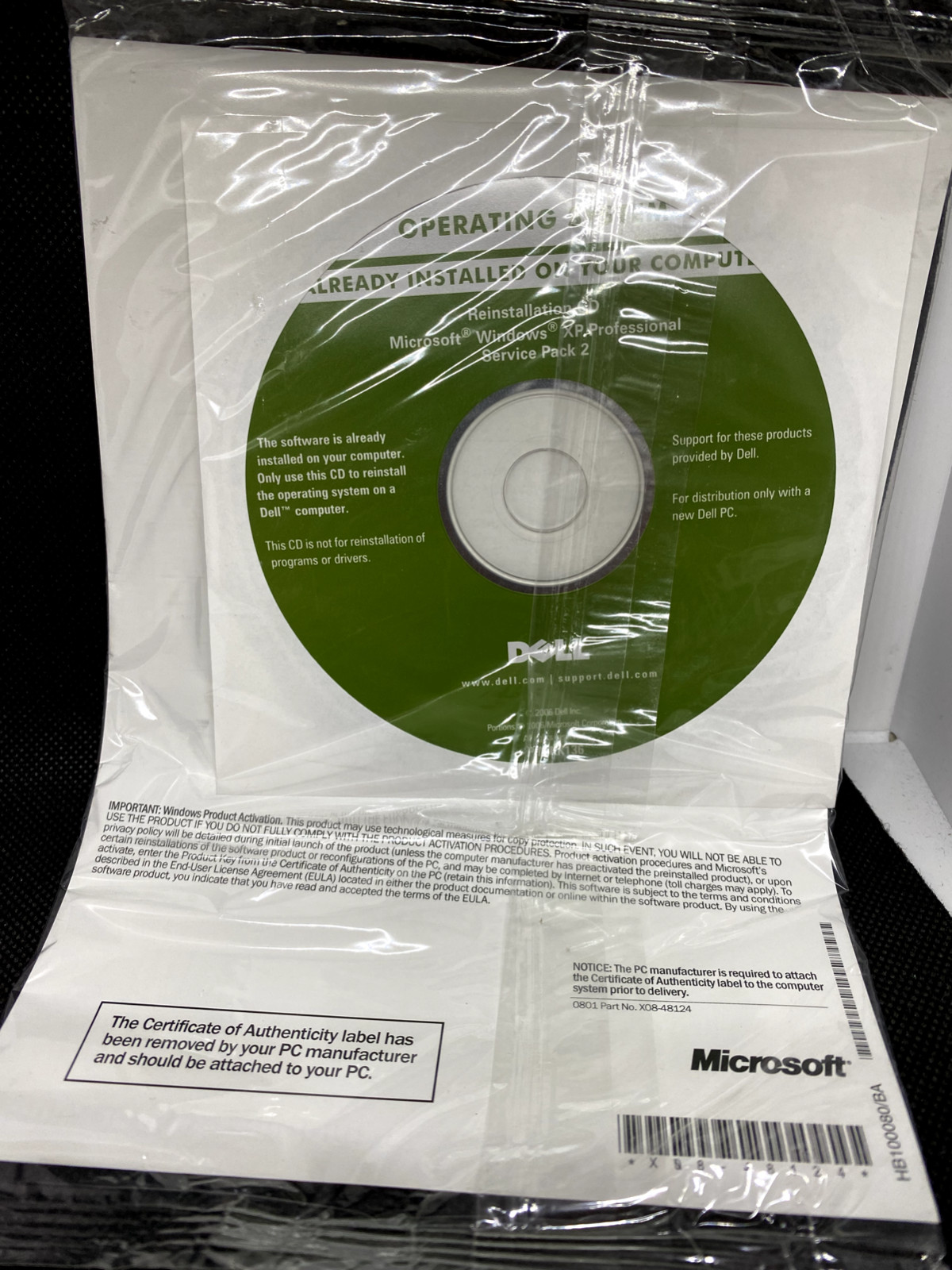 WINDOWS XP PROFESSIONAL SP.2 2002 Software CD DELL Computer Laptop,ORIGINAL NEW!