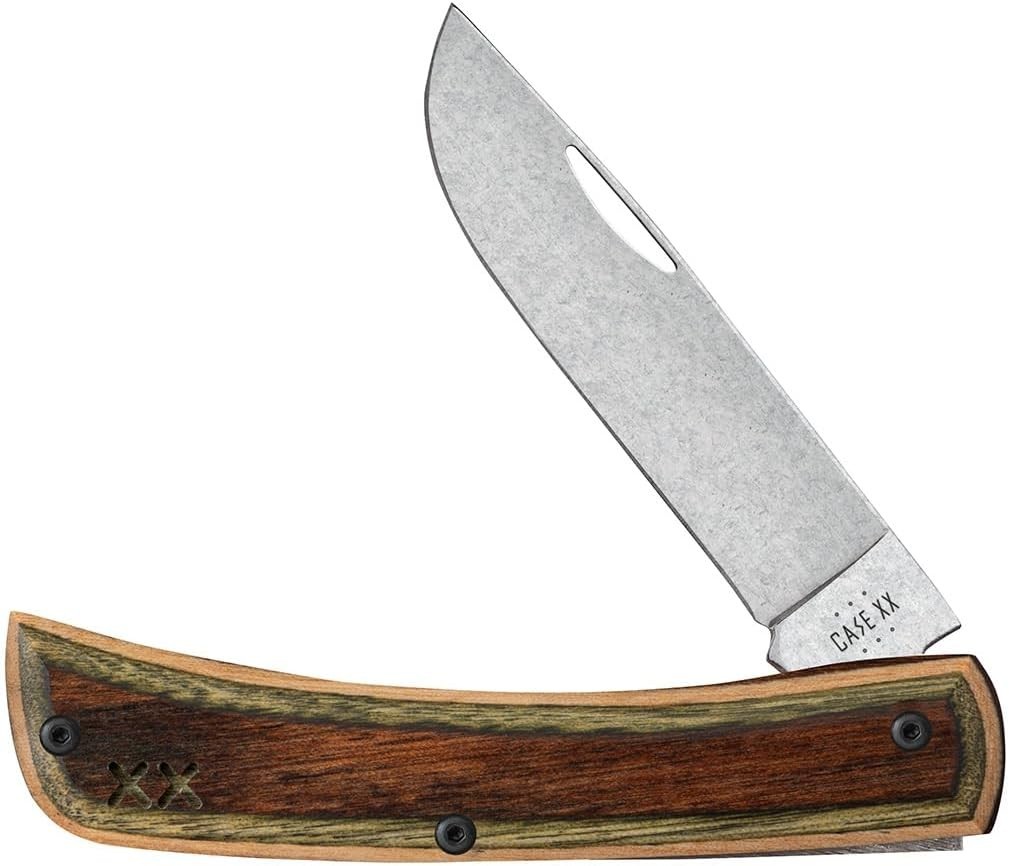 CASE XX KNIVES USA BROWN GREEN LAMINATE WOOD CROSSROADS XR SOD BUSTER JR 66381