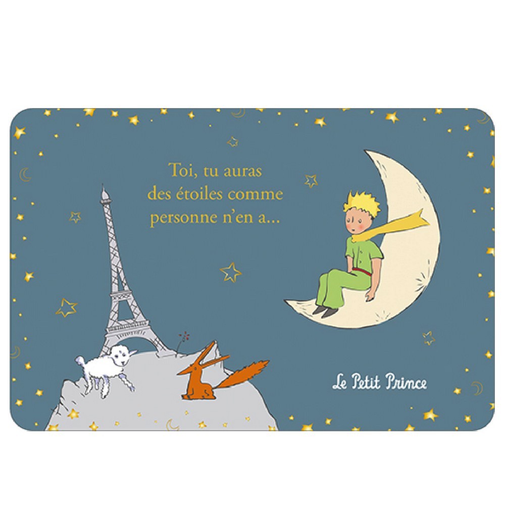 Postcard Kiub The Little Prince, Fox, Sheep and Eiffel Tower (15x10cm)