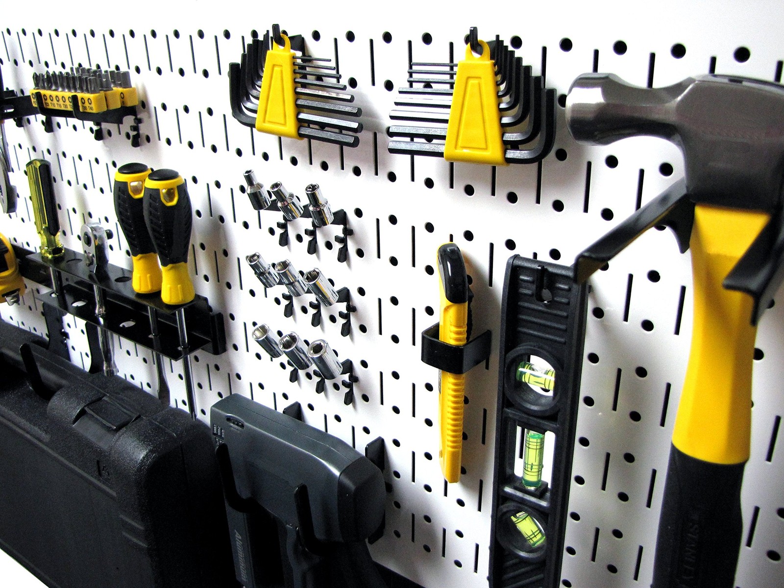 Wall Control Pegboard 16in x 32in Horizontal White Metal Pegboard Tool Board