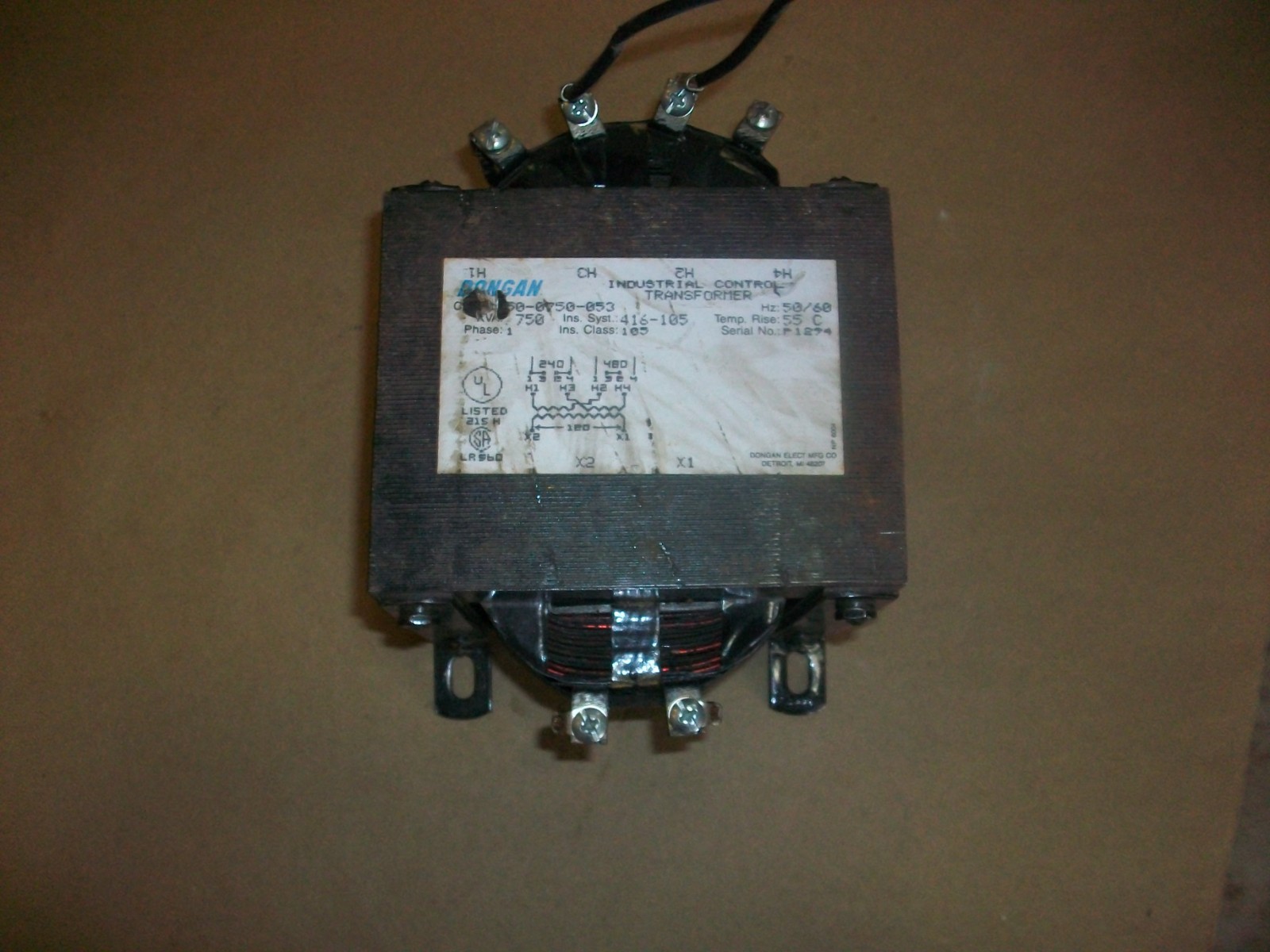 DONGAN 50-0750-053 INDUSTRIAL CONTROL TRANSFORMER  .750KVA