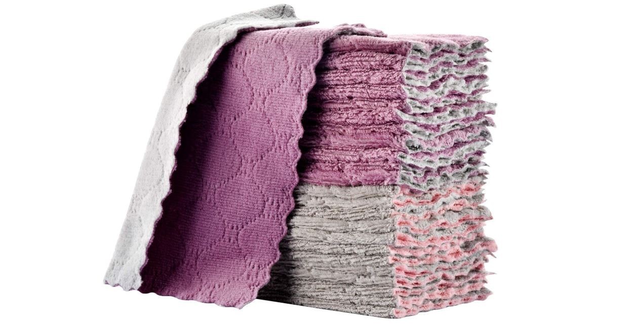 Super Absorbent 11Pk Cleaning Cloths 10×6″,Double-Sided Coral Fleece Dish & Furn