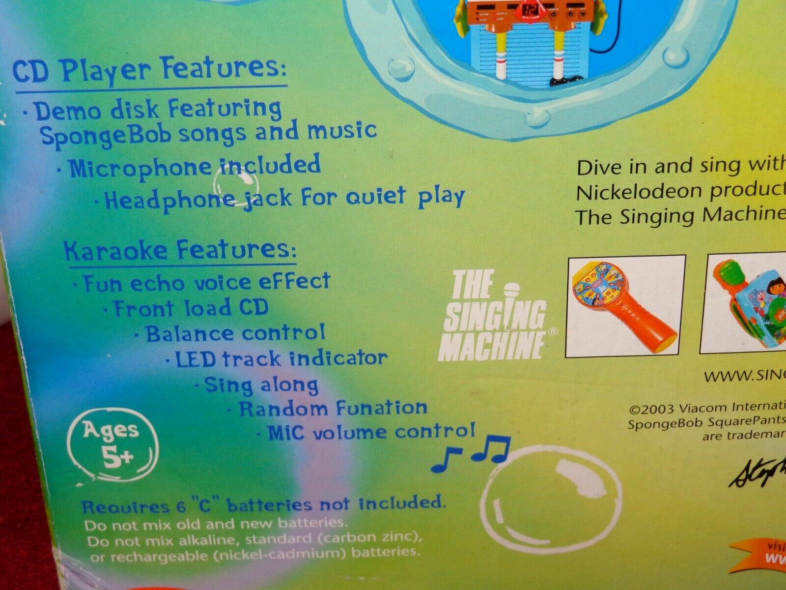 SPONGE BOB SQUARE PANTS CD KARAOKE WITH MICROPHONE SINGING MACHINE IN BOX - L305