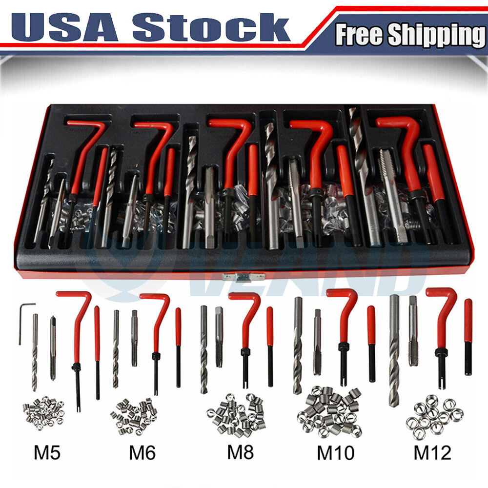131Pcs Metric Thread Repair Insert Kit M5 M6 M8 M10 M12 Helicoil Pro Coil Tool