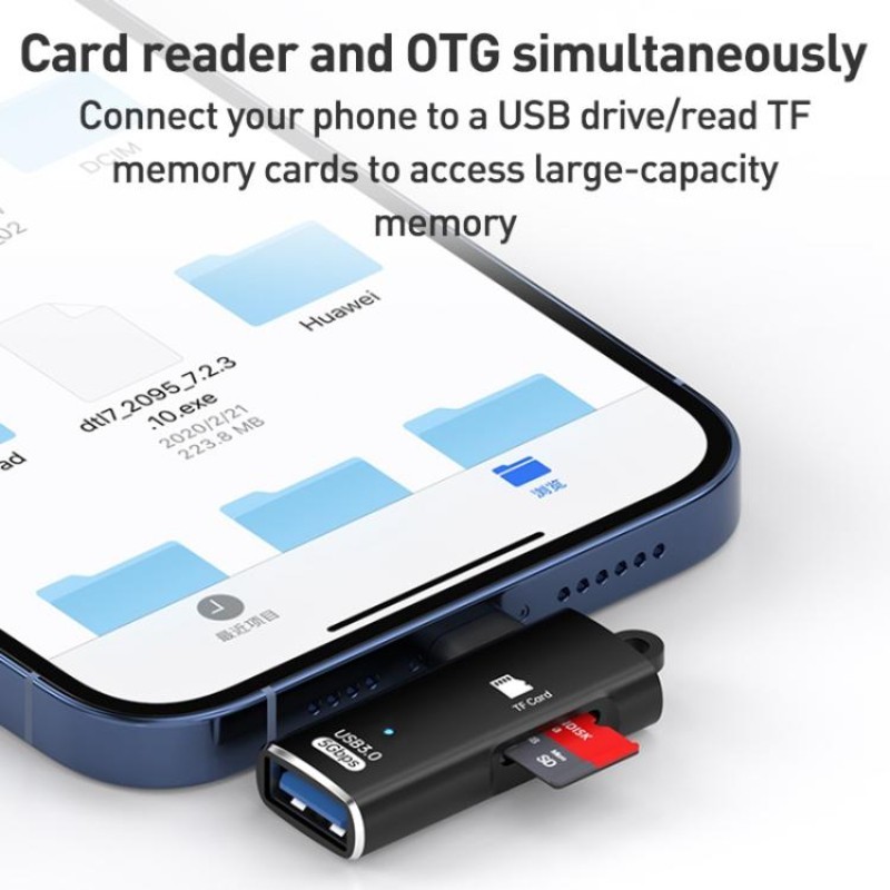 2 in 1 Card Reader Type C USB 3.0 TF OTG Smart Memory Adapter Laptop Computer