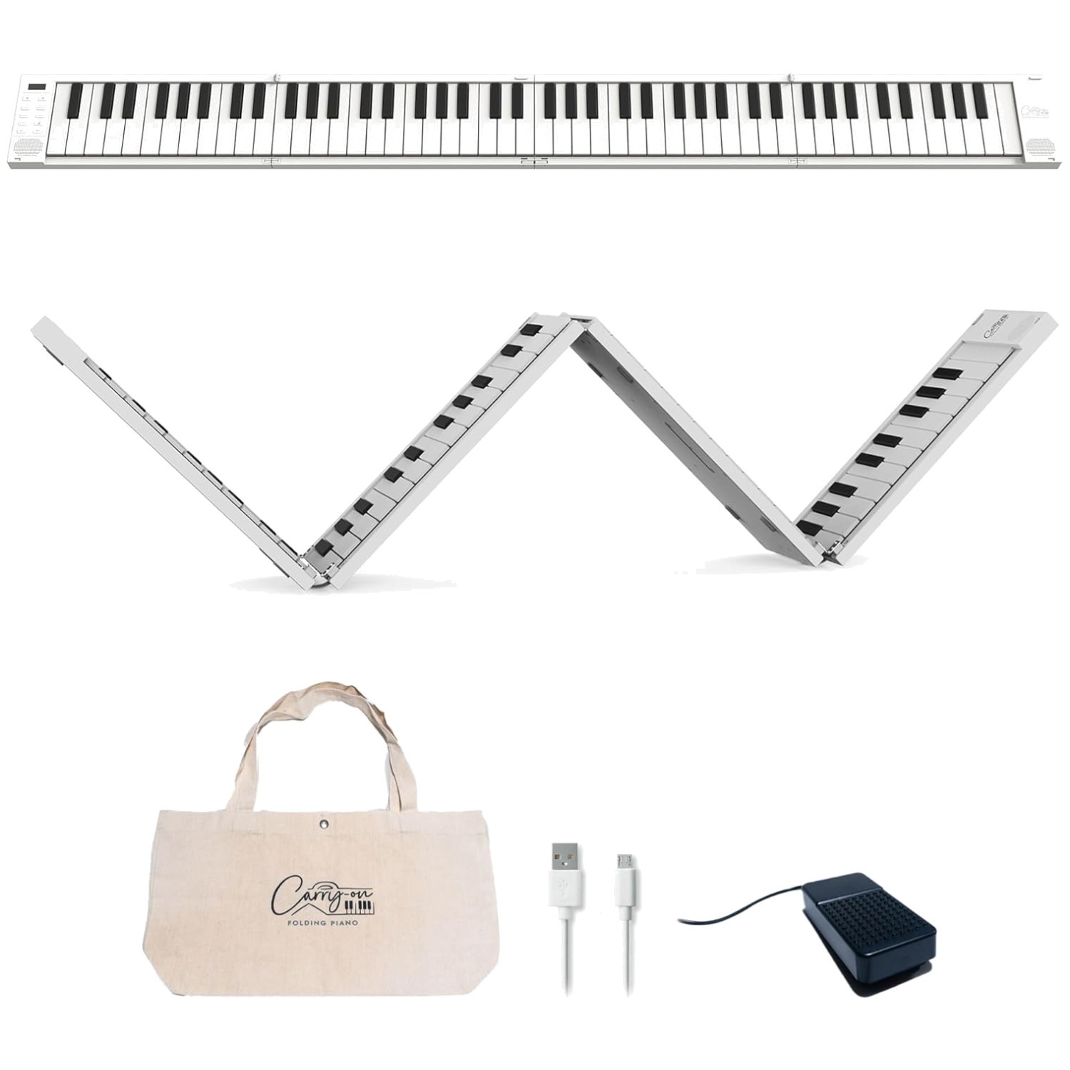 Portable 88-Key MIDI Controller with Rechargeable Battery
