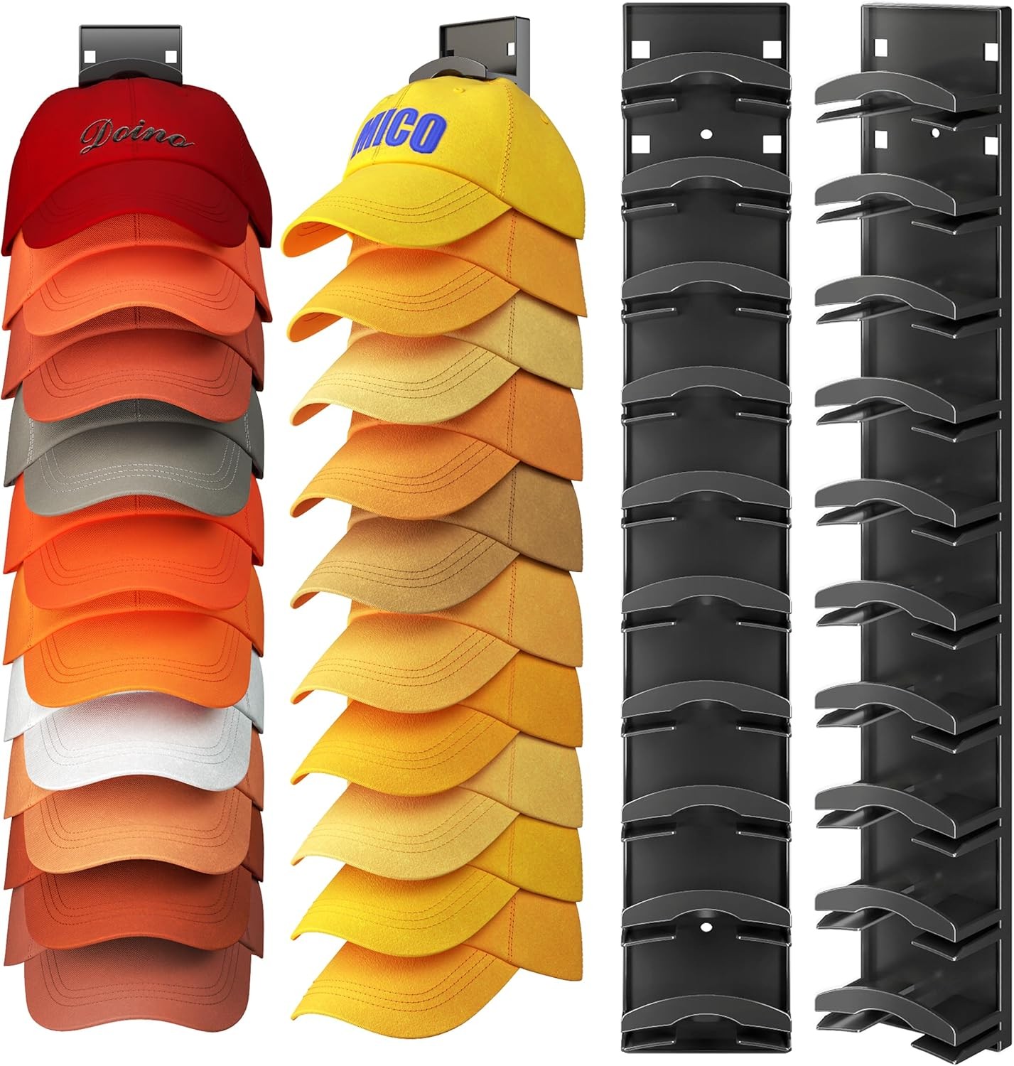 Hat Organizer Hold up to 20 Hats, 2 Pack Hat Rack for Wall with Strong Adhesive,