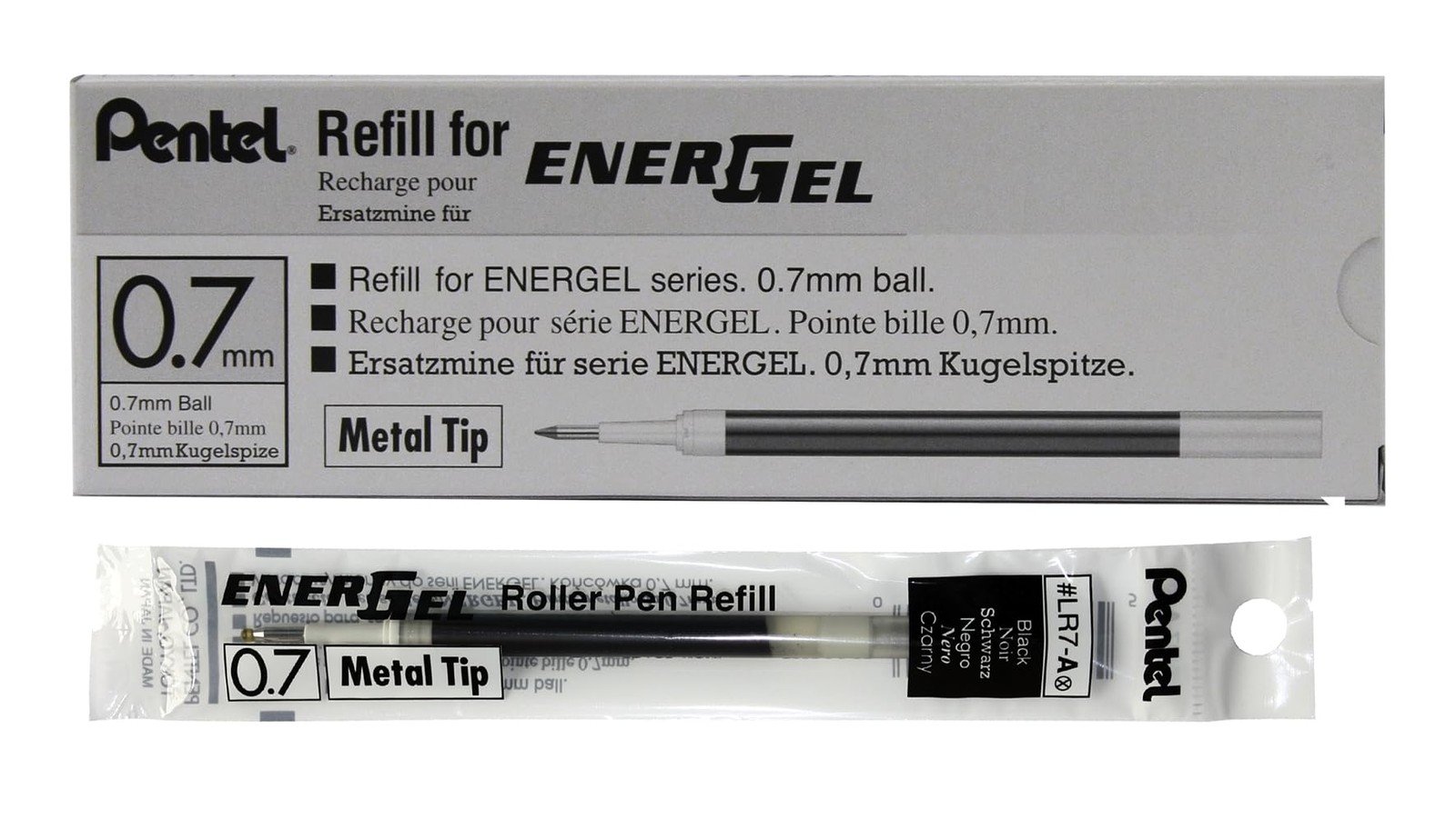 Pentel Refill Ink for BL57/BL77 EnerGel Liquid Gel Pen, Box of 12, 0.7mm, Metal