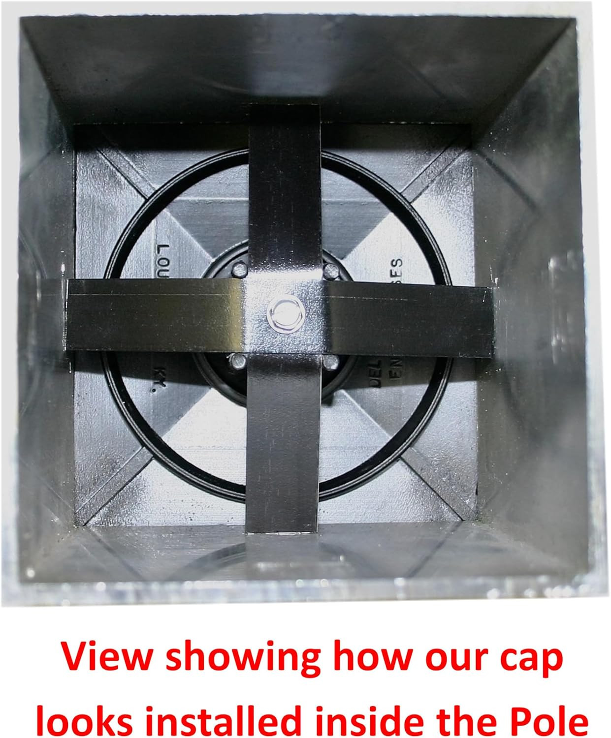5" Square Light Pole Top Cap- Black Plastic by