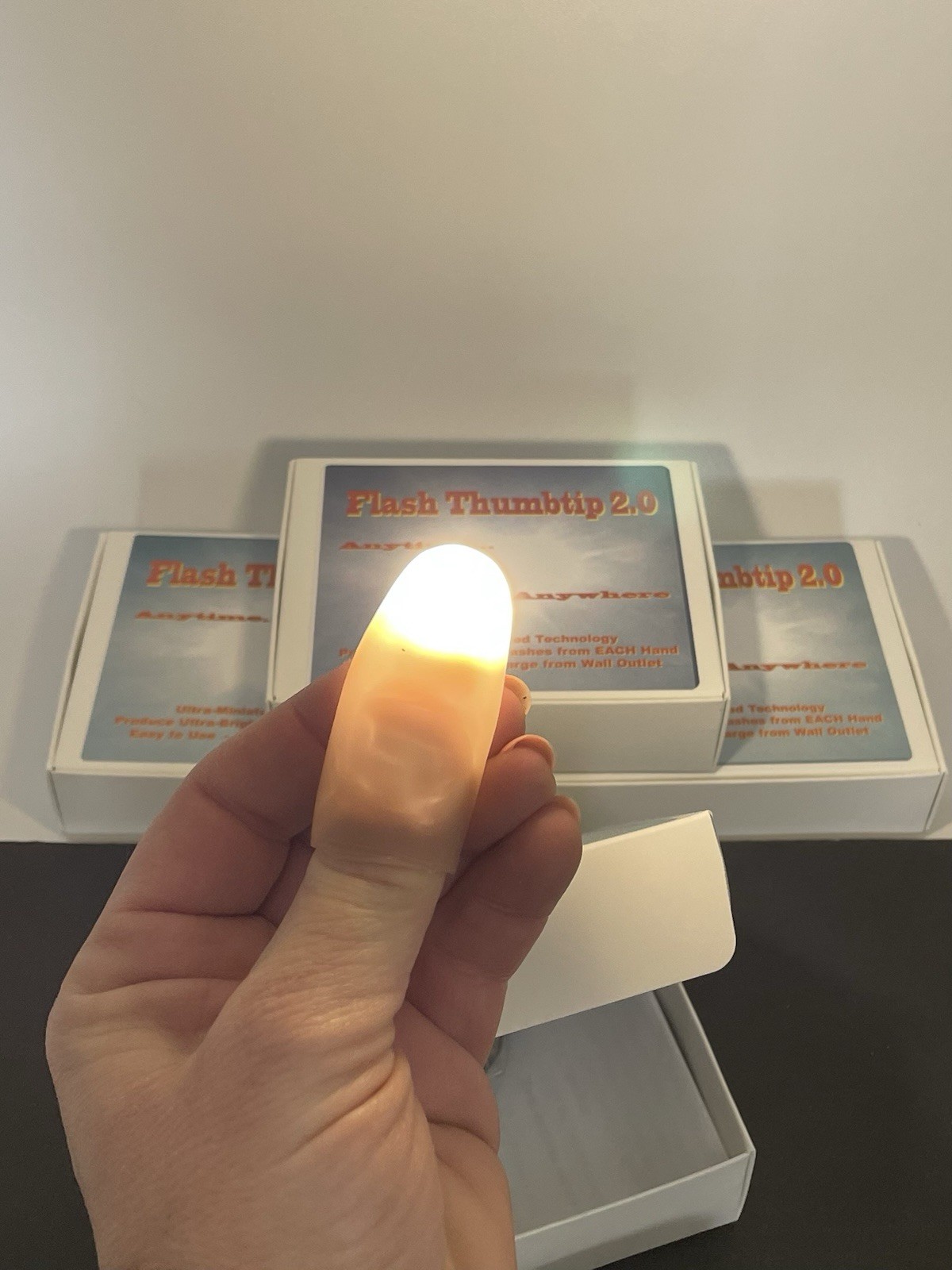 Flash ThumbTip 2.0 Magic Trick Prop Gimmick Light Illusion WHITE USB CHARGER
