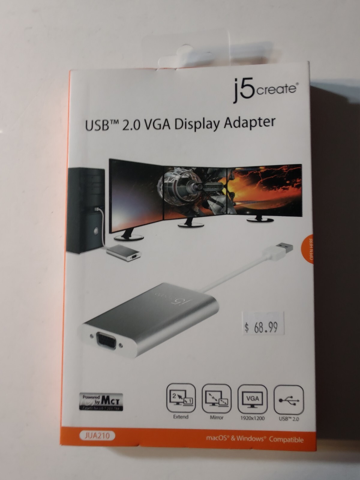 USB 2.0 to VGA Display Adapter JUA210 Windows & Mac Compatible J5Create NEW