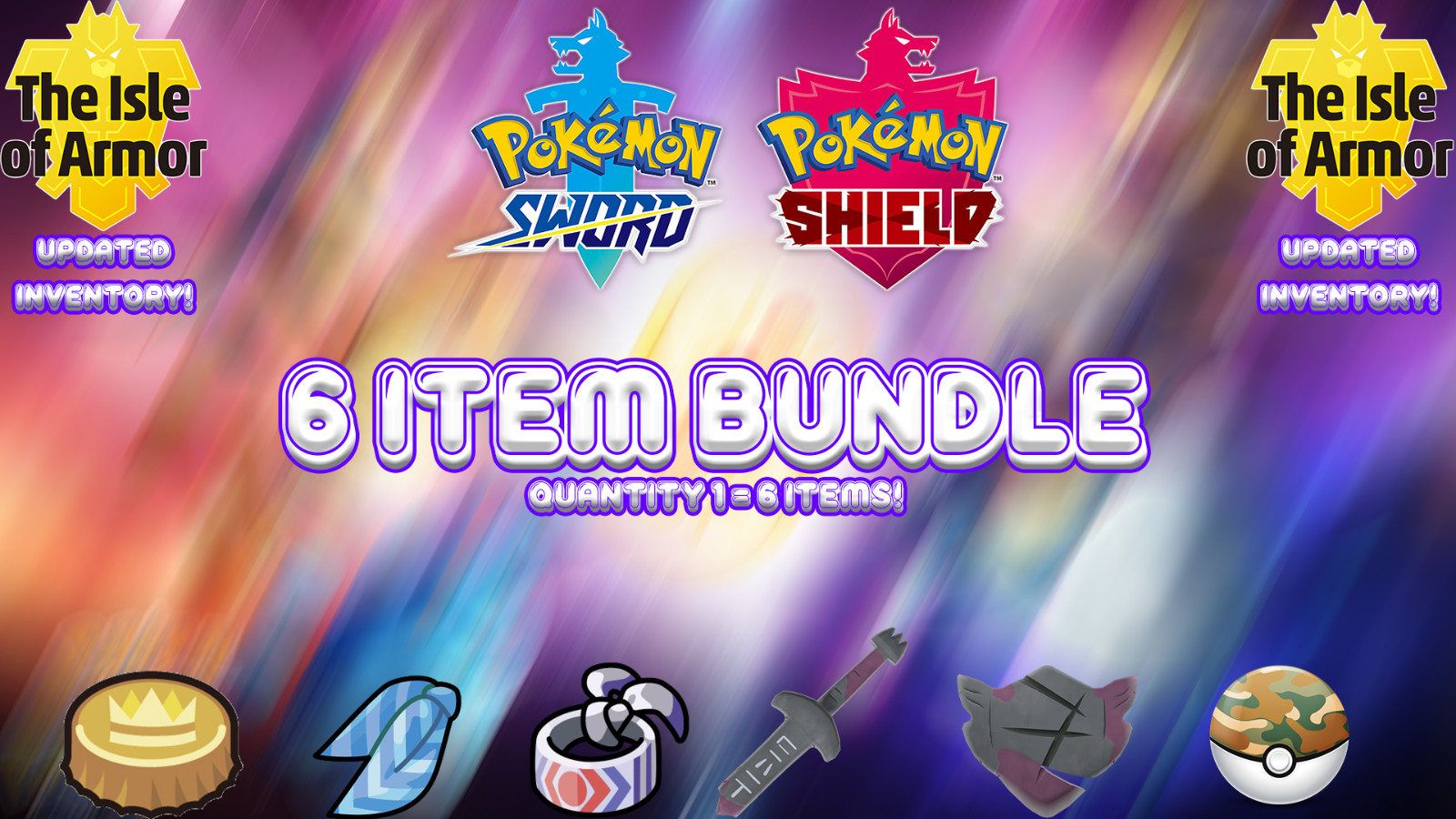 Pokemon Sword and Shield | ANY 6 ITEMS PACKAGE! + Free Shiny Legendary with them