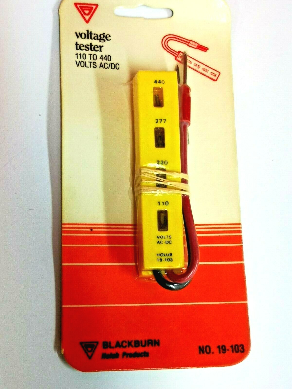 Blackburn Holub VOLTAGE TESTER Yellow 110-440V AC/DC NEW 9-103