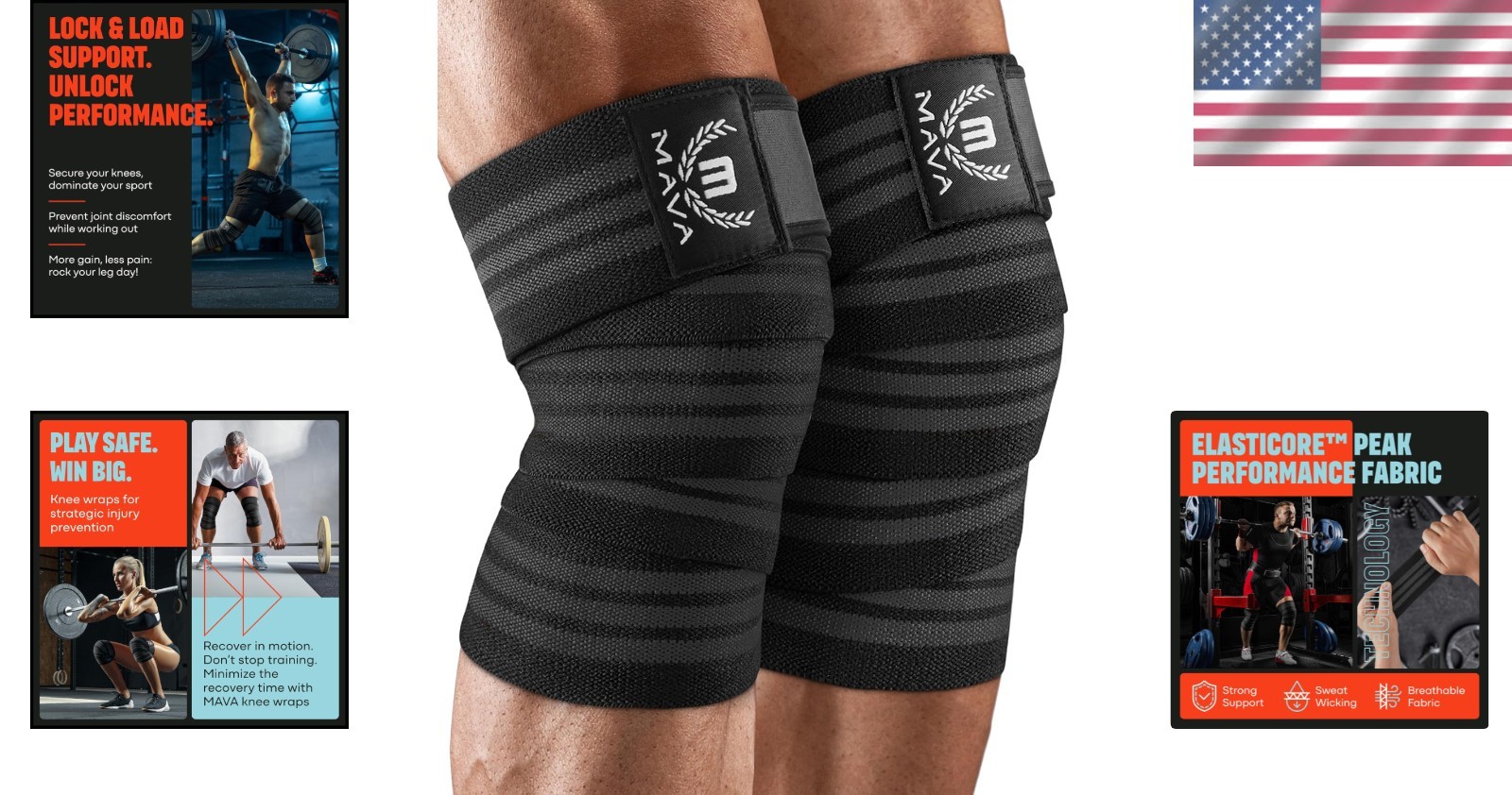 Weightlifting Knee Straps | Compression & Elastic Support